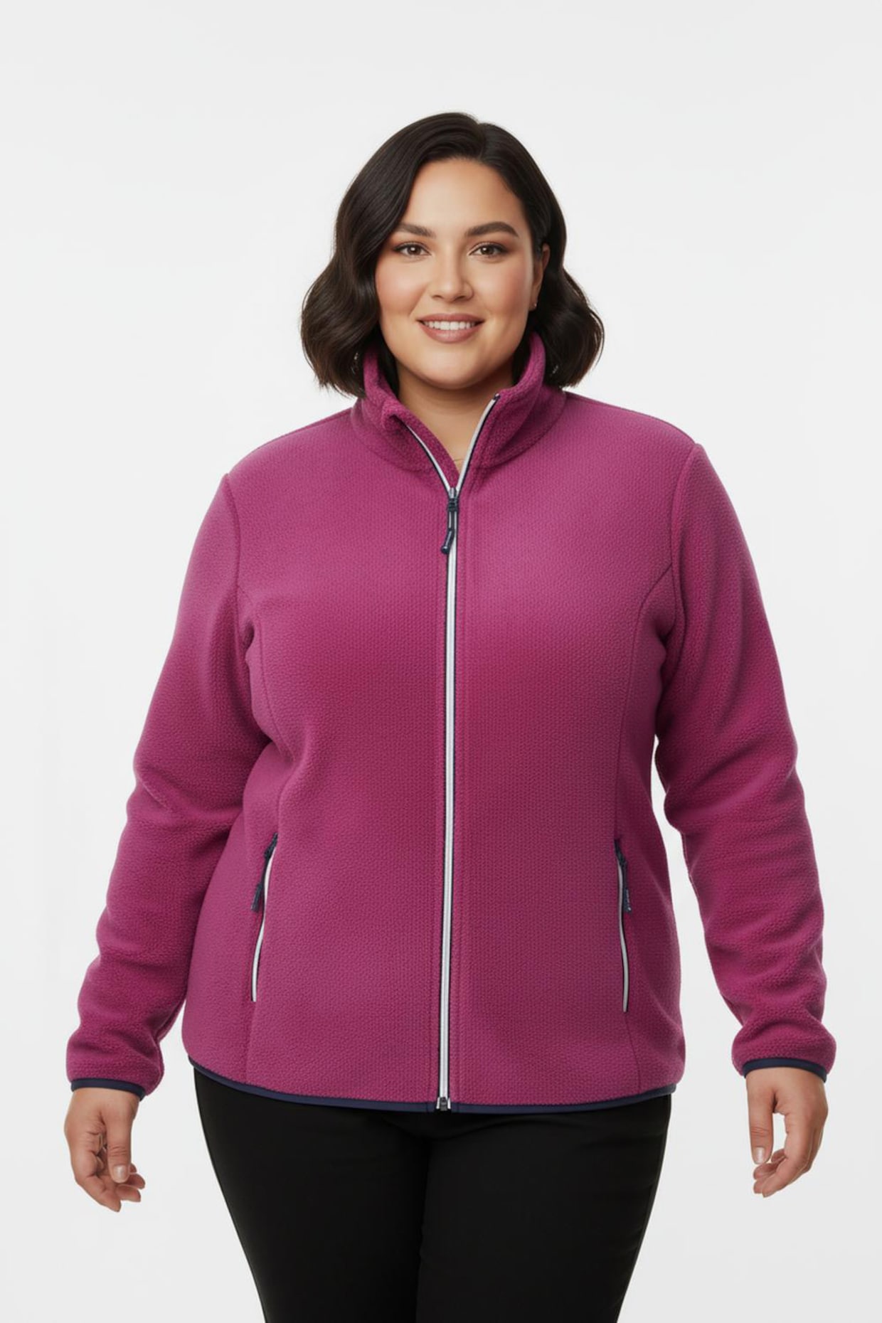 Fleecejacke mit Reißverschluss-Taschen - magenta