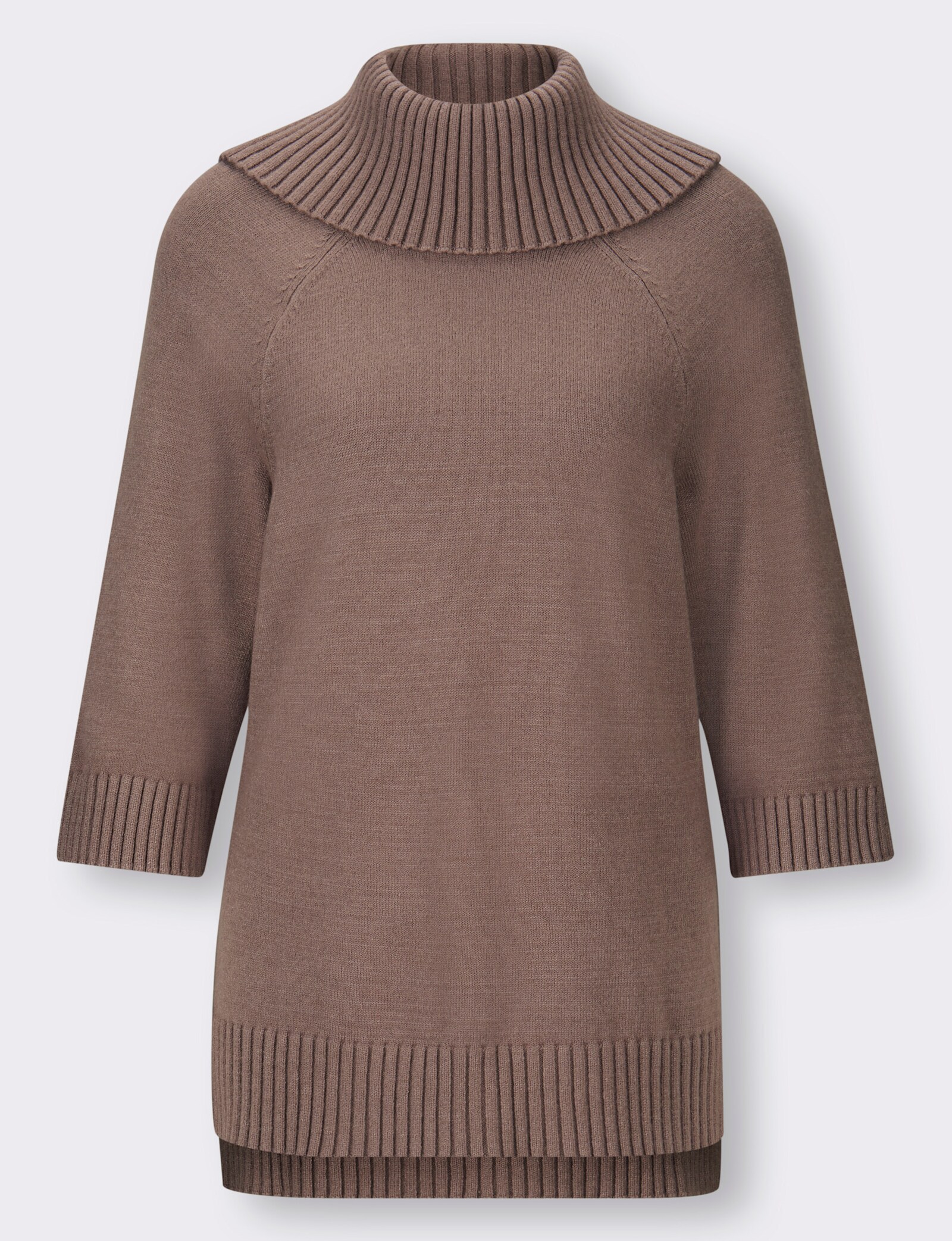 heine Rollkragenpullover mit 3/4-langen Raglan-Ärmeln - taupe