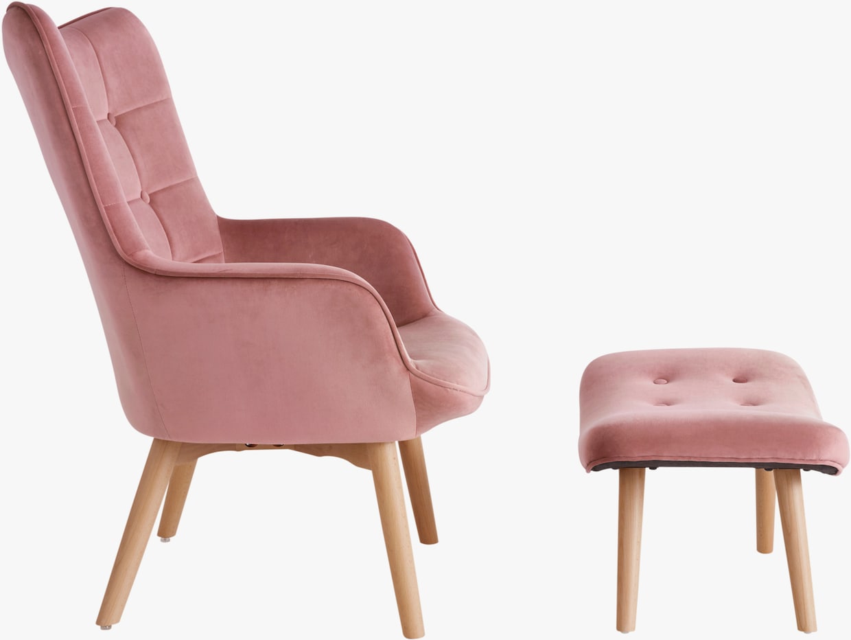 Fauteuil+krukje - roze