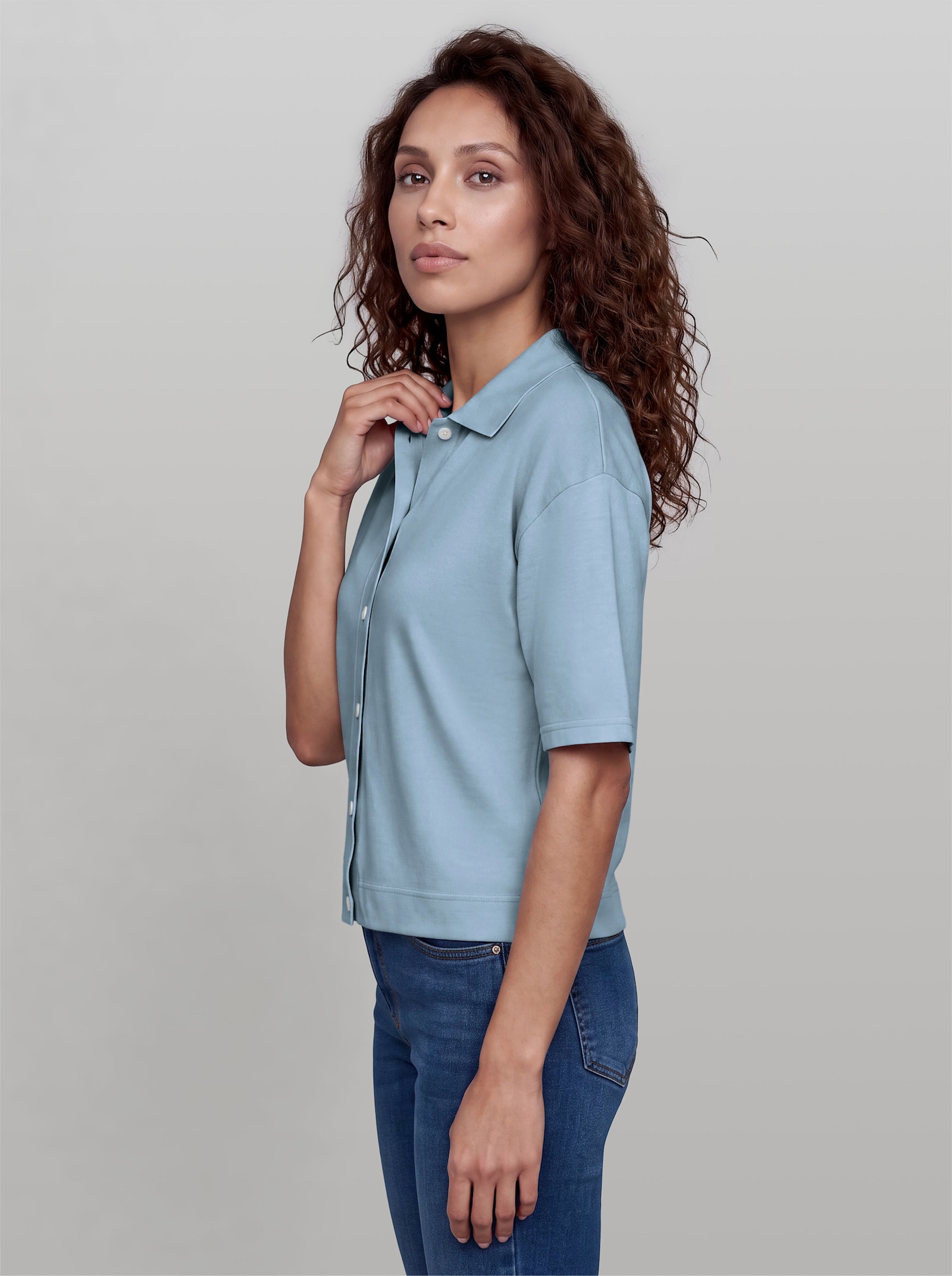 heine Blusenshirt mit Kragen - hellblau