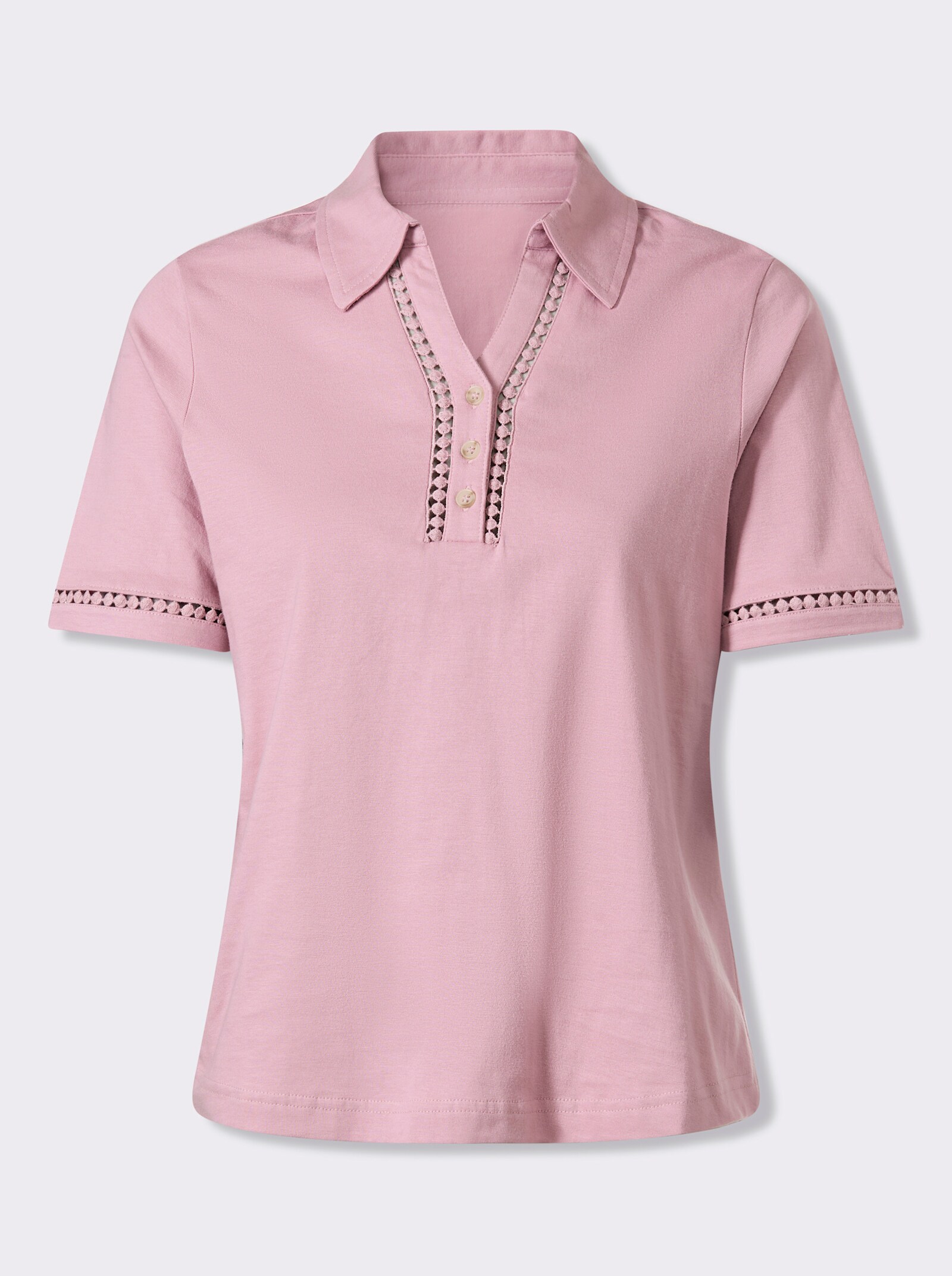 Poloshirt mit Knöpfen in Horn-Optik - mauve