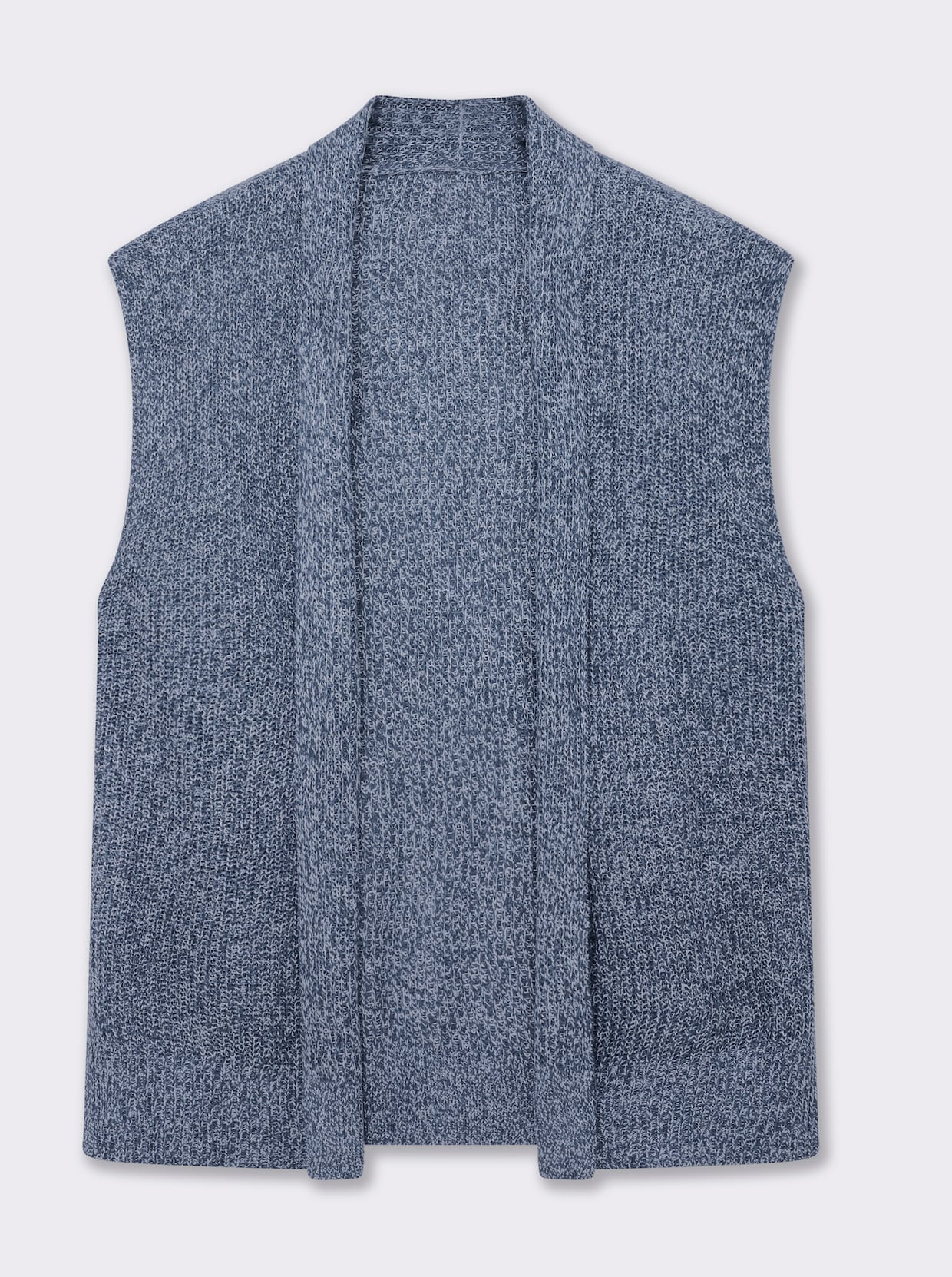 Strickweste mit Seitenschlitzen - rauchblau-meliert