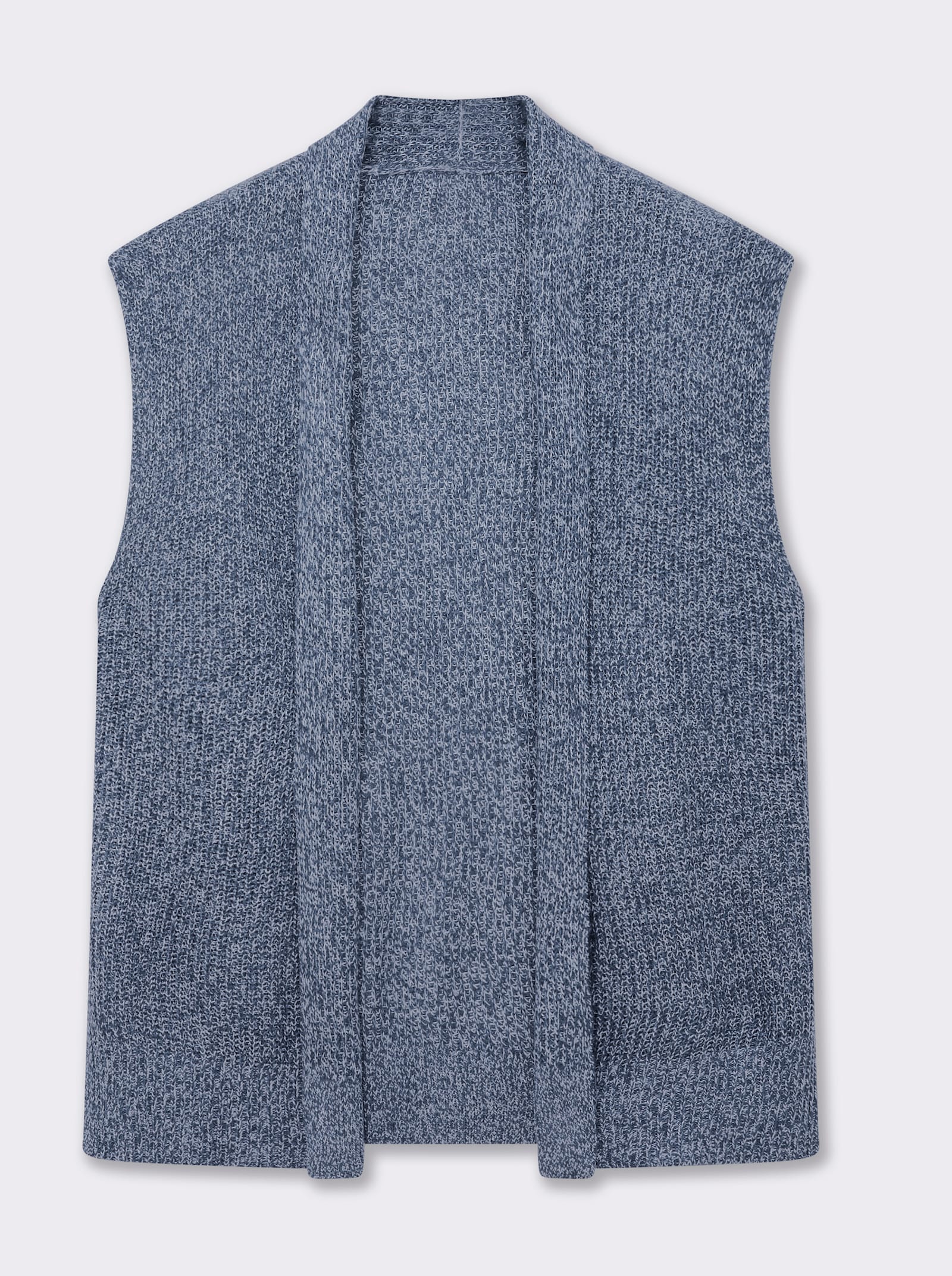 Strickweste mit Seitenschlitzen - rauchblau-meliert