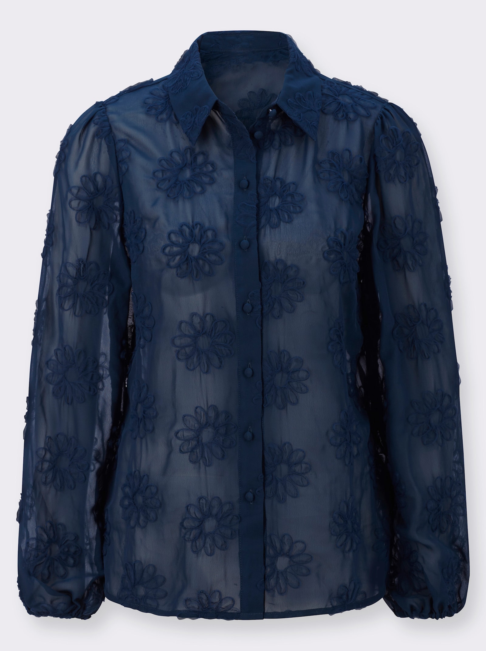 Hemdbluse mit weiten Ärmeln - dunkelblau