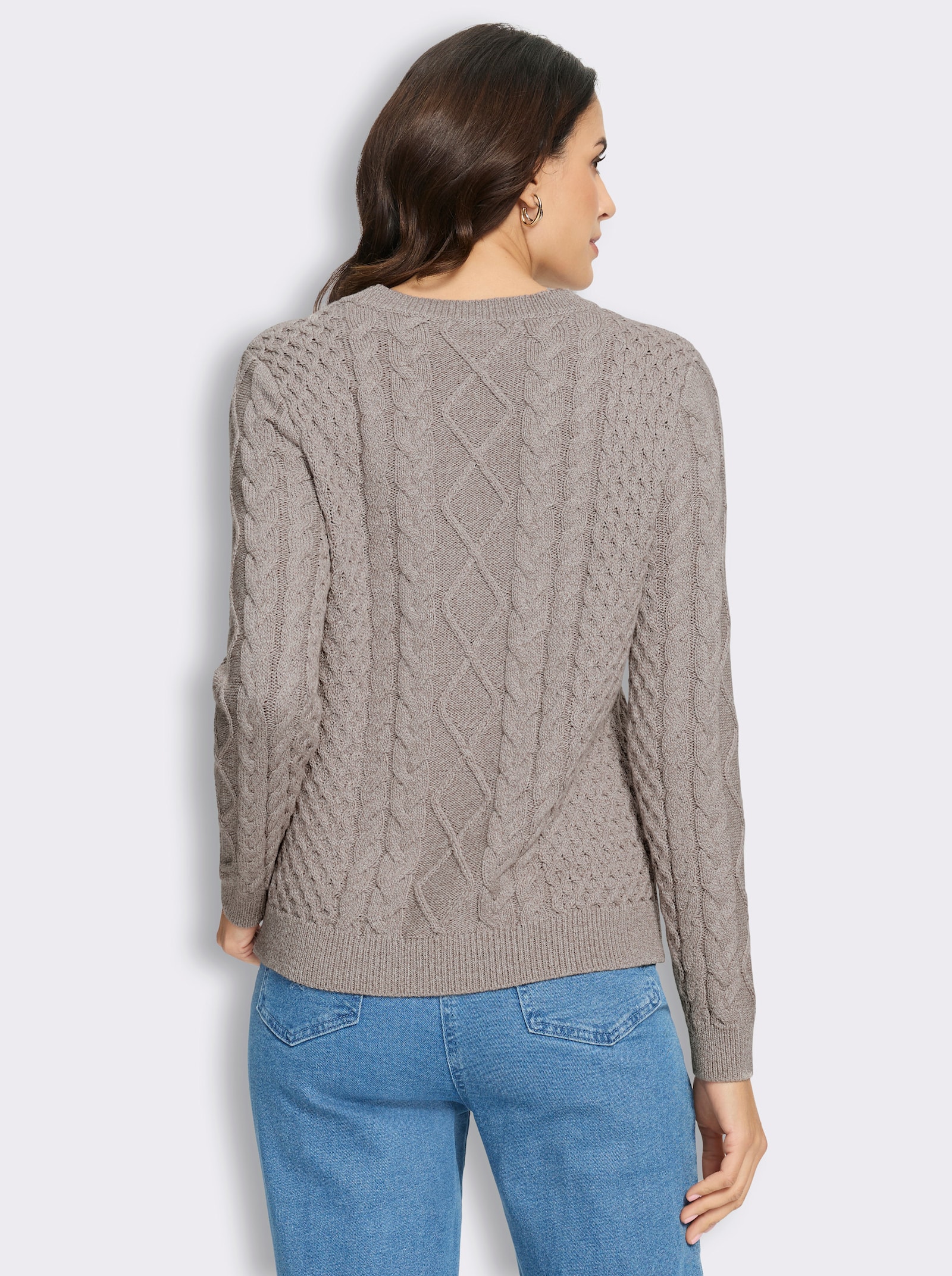  Strickpullover im Mustermix - taupe-meliert