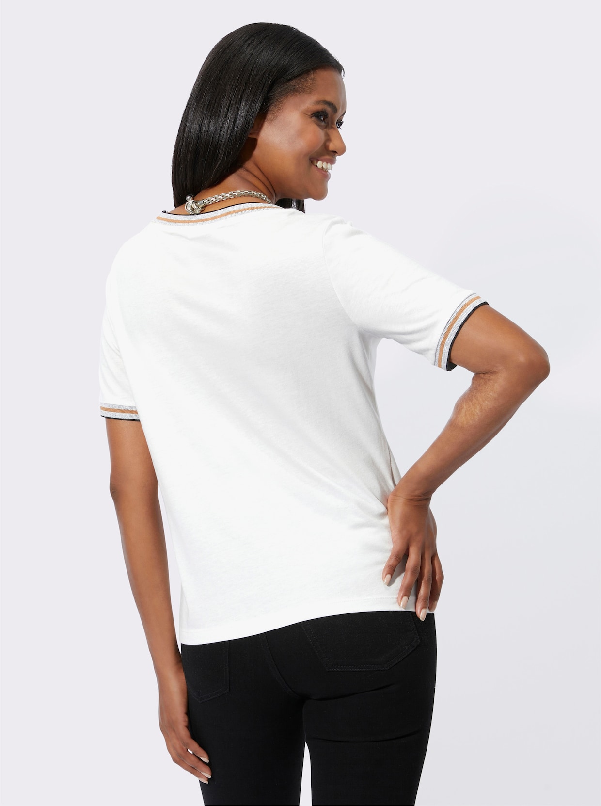 Shirt met ronde hals - ecru geprint