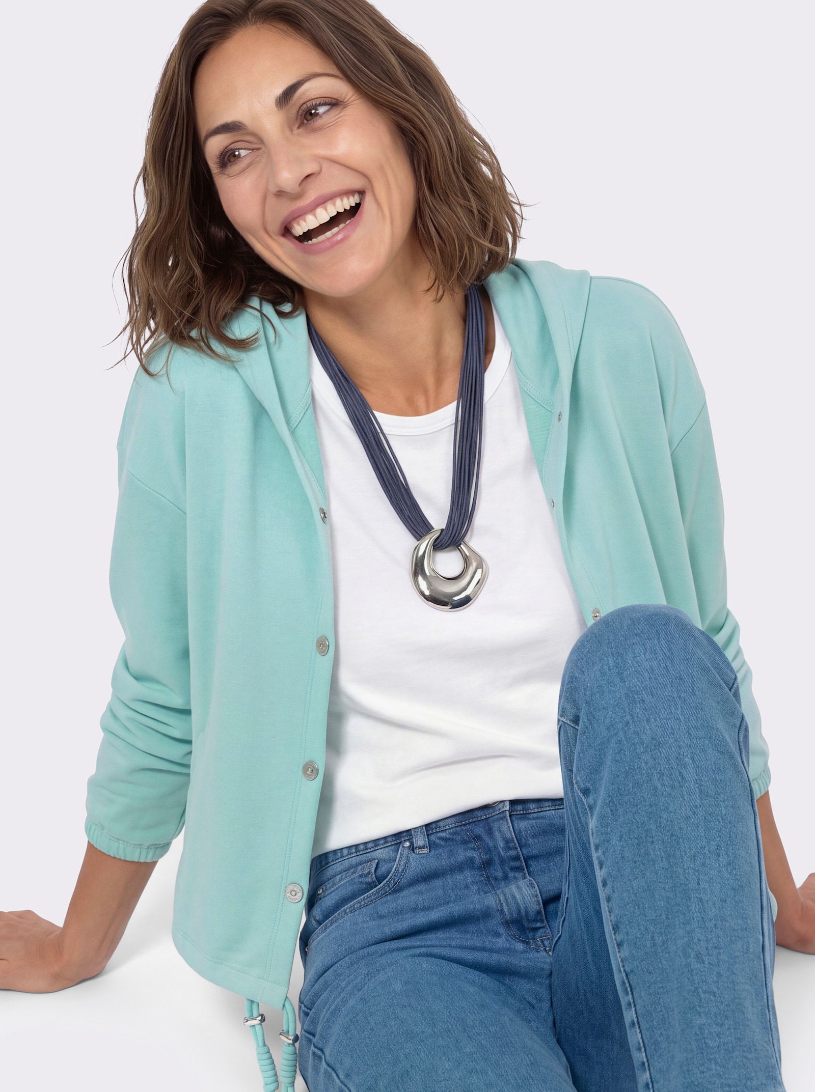 Shirtjacke mit Kapuze - mint