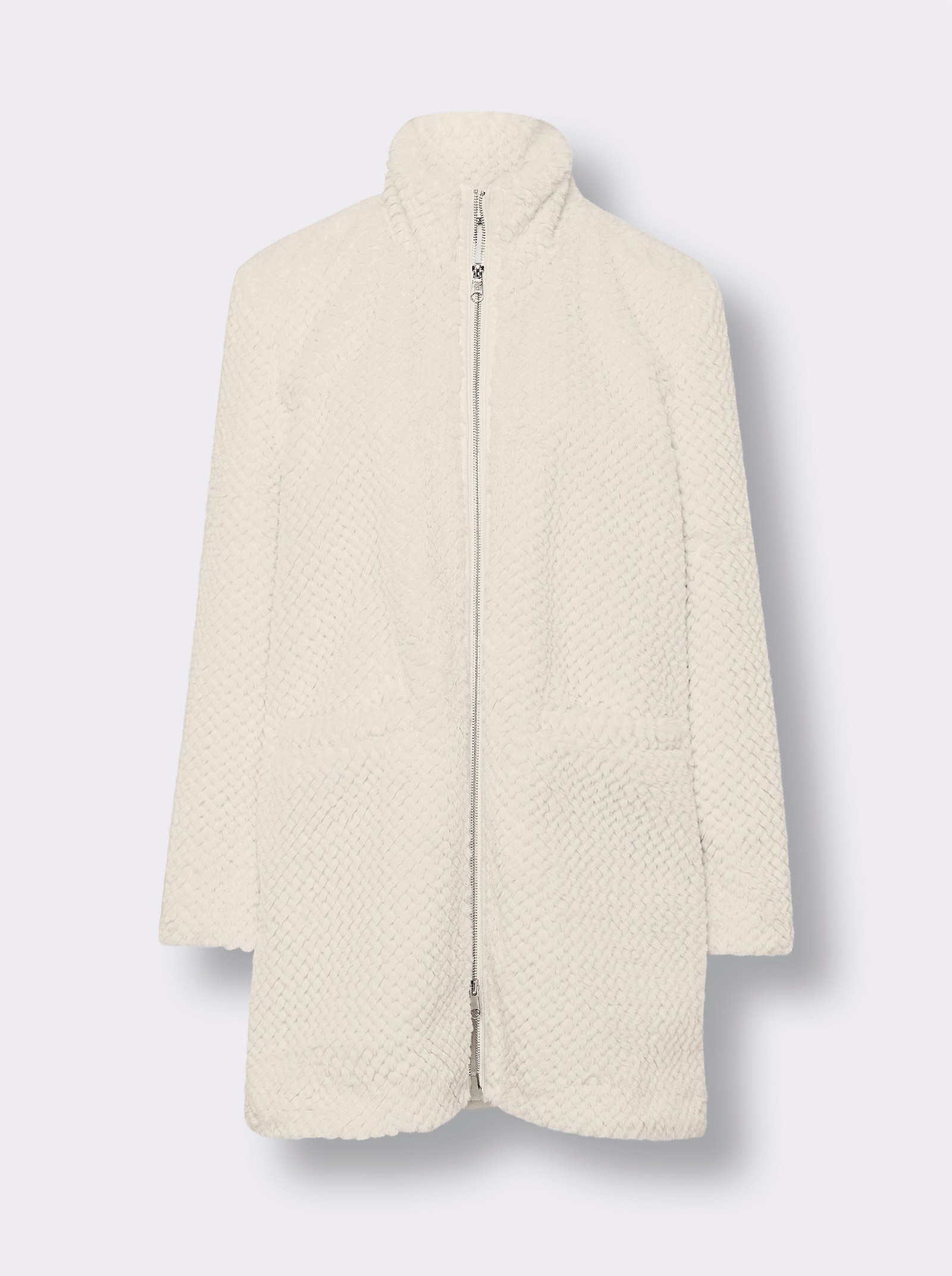 heine Fellimitatjacke mit 2-Wege-Zipper - ecru