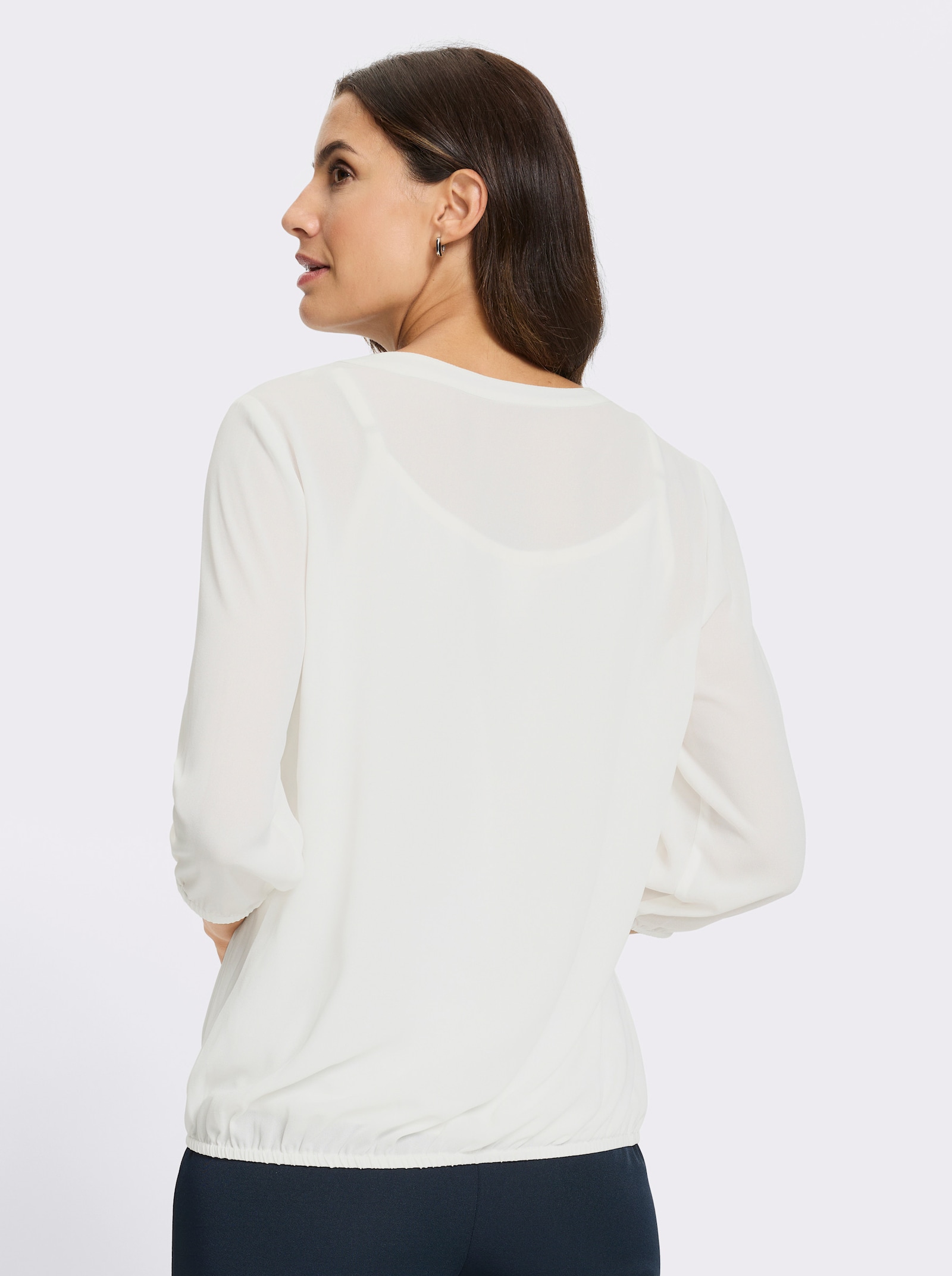 Schlupf-Bluse mit einknöpfbarem Top - ecru