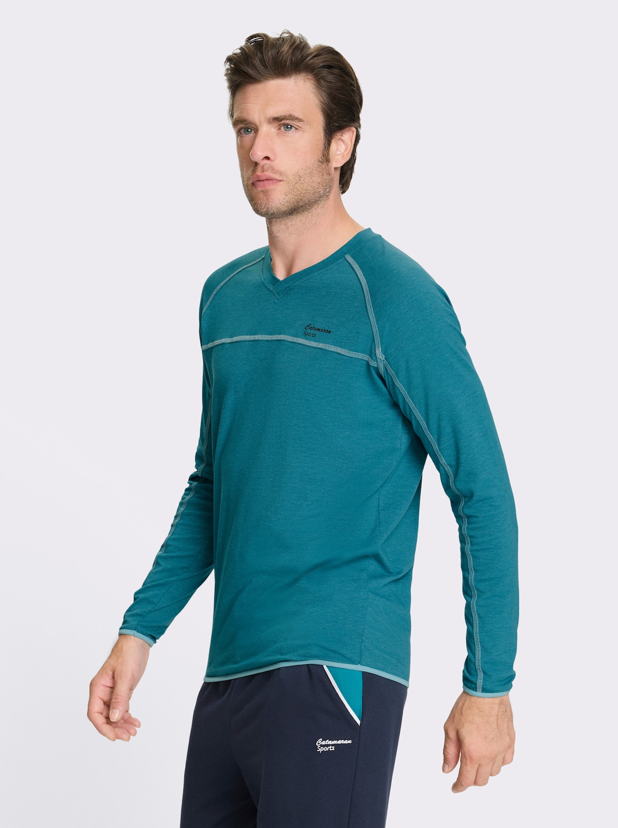 Catamaran Sports Freizeitshirt mit elastischen Abschlüssen - topas-meliert