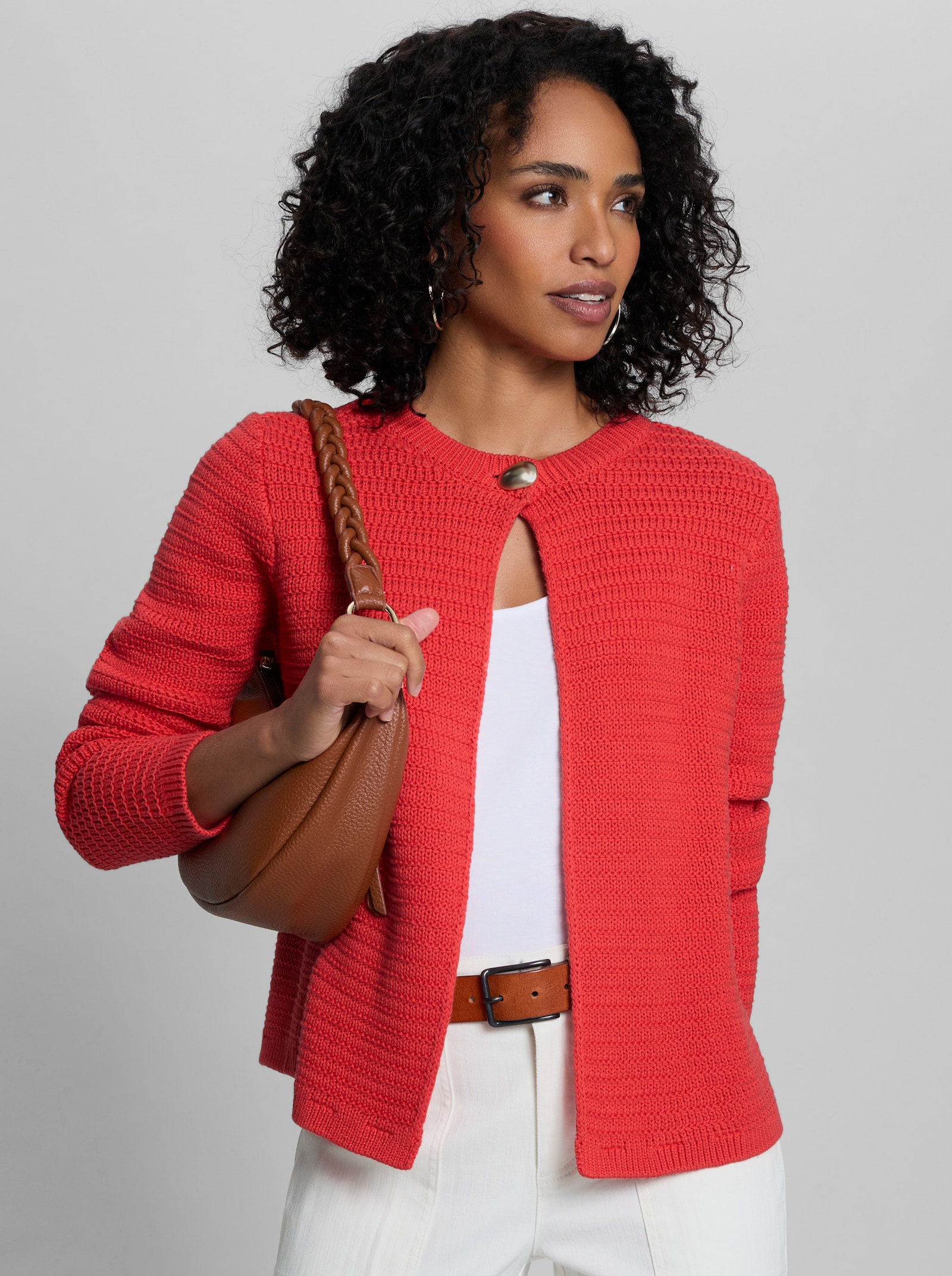 heine Strickjacke mit Strukturmuster - hummer