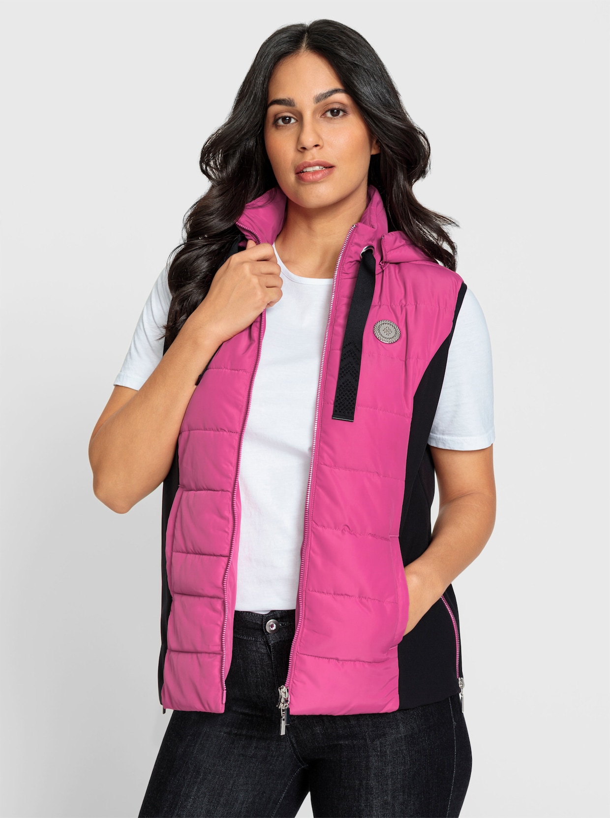 Bodywarmer - fuchsia/zwart bedrukt