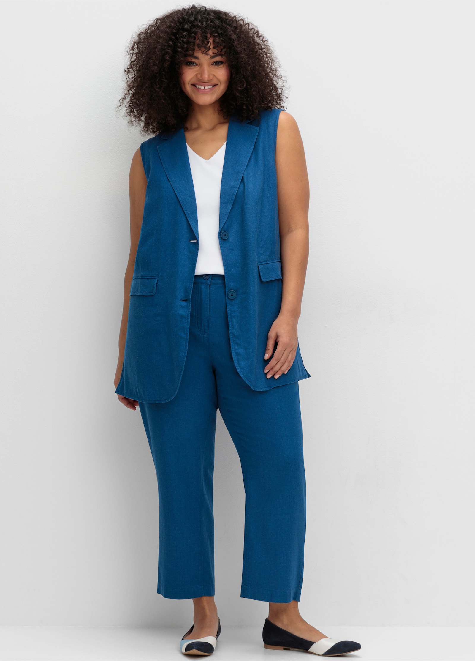 sheego 7/8-Hose aus Leinen-Mix - blaubeere