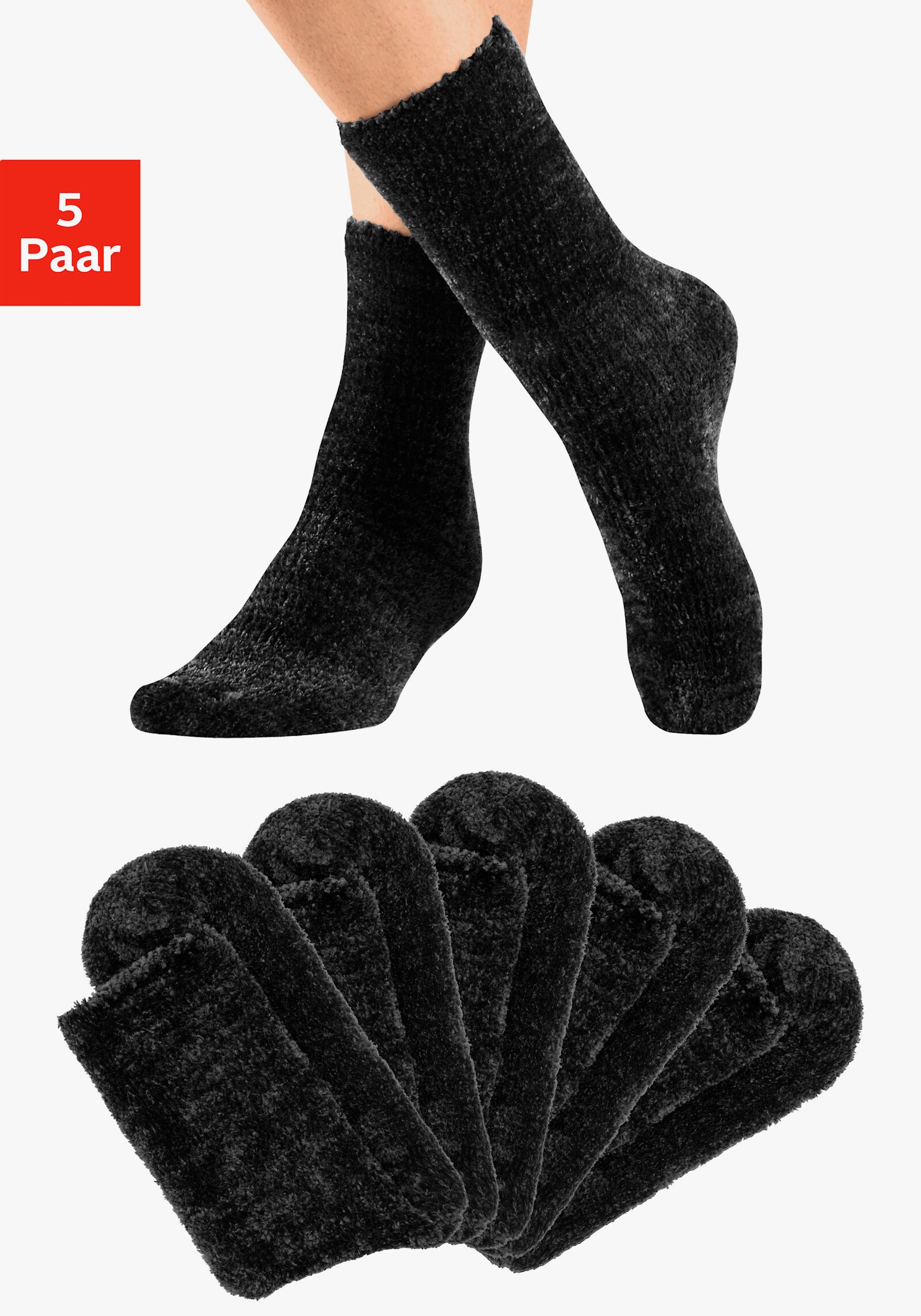 Lavana Chaussettes d'intérieur - 5x noir