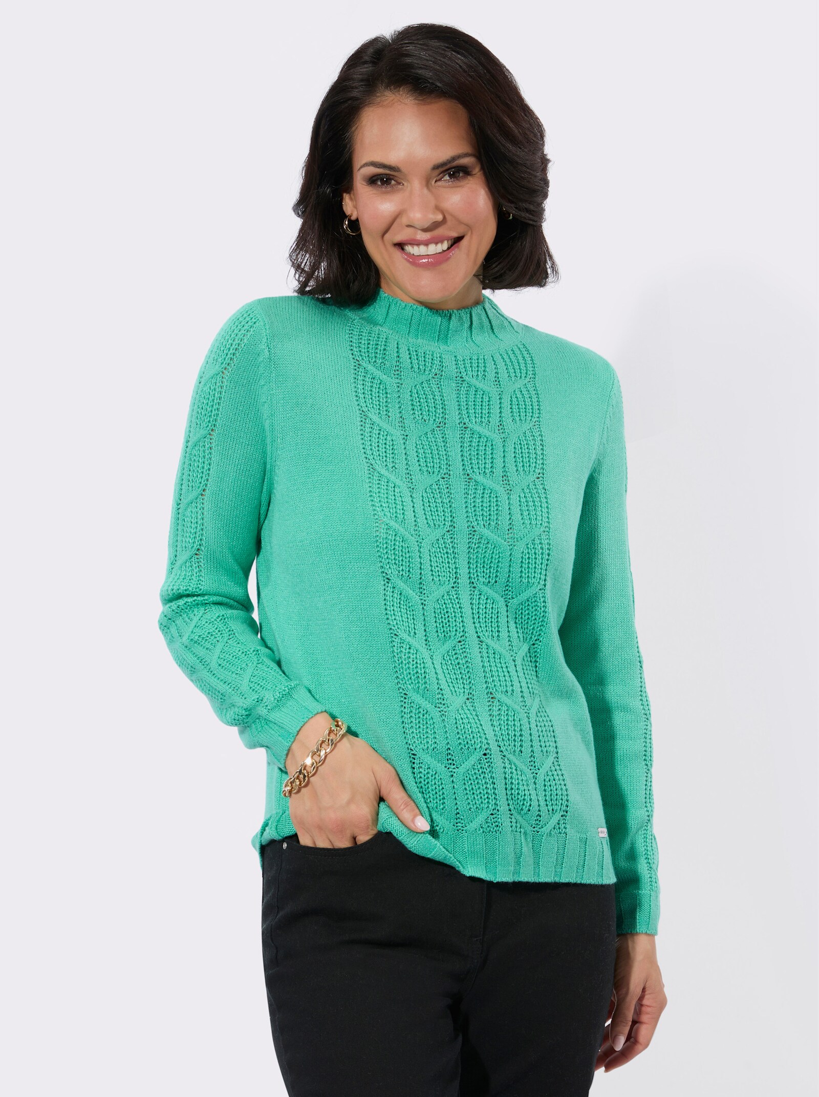 Stehkragenpullover - blaugrün