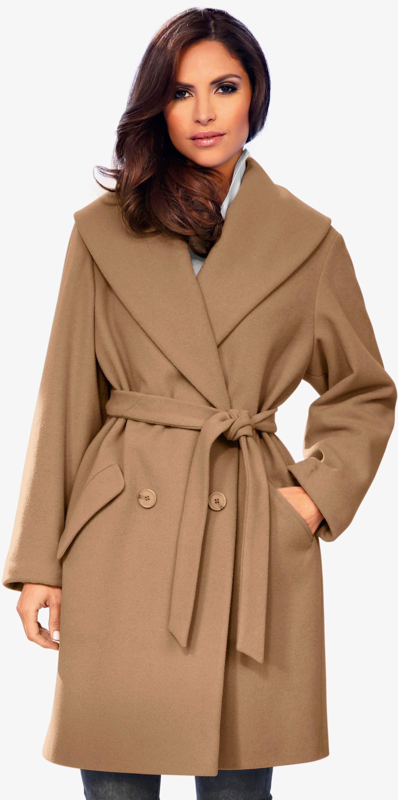 heine Wolljacke mit Schalkragen - camel