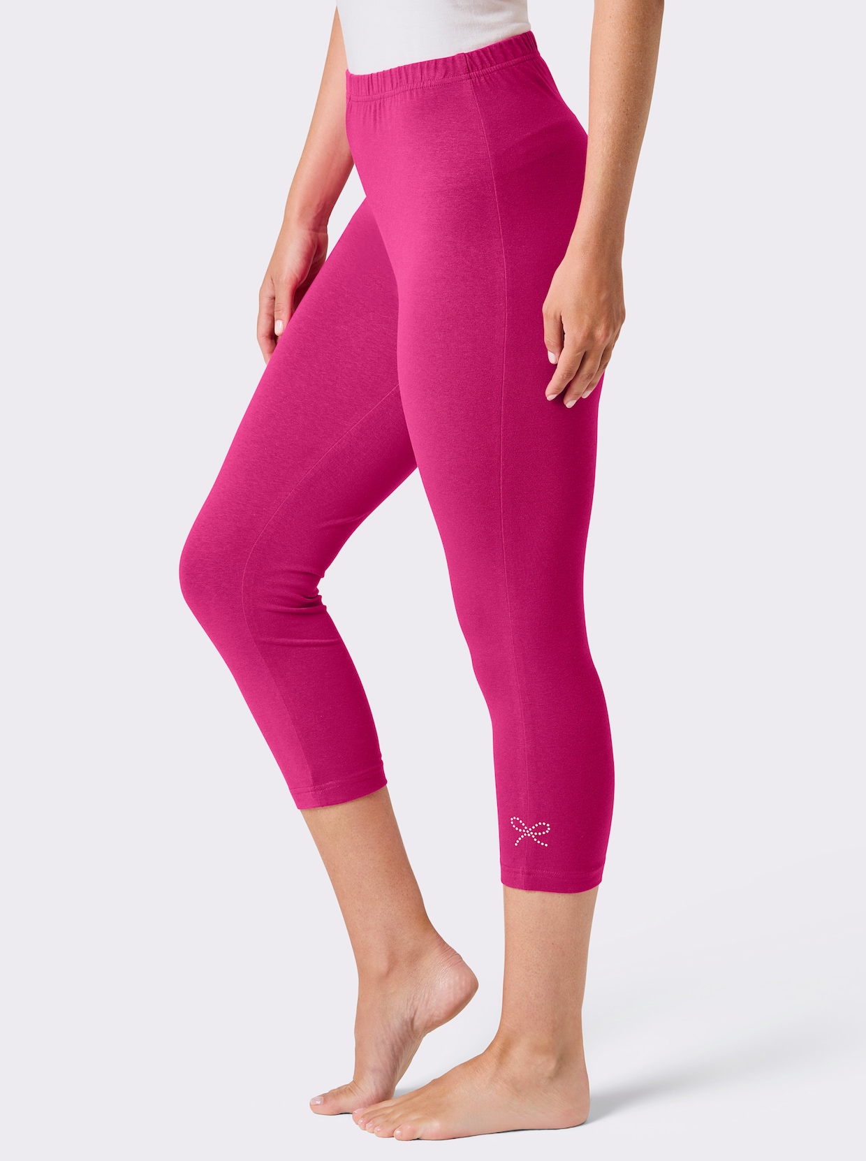 feel good Leggings 3/4-lang - schwarz + fuchsia