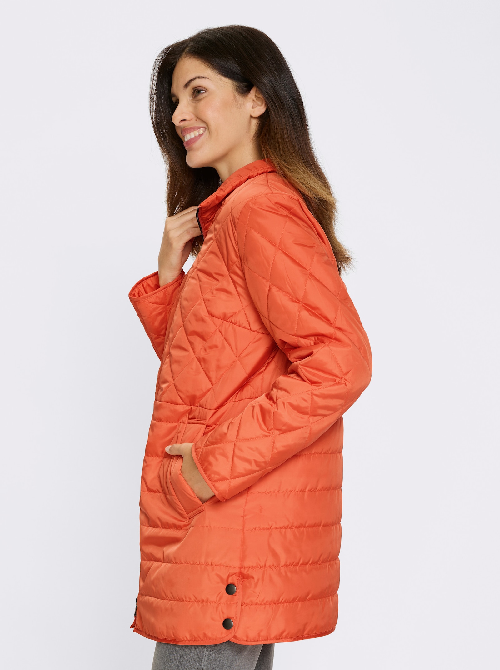 Steppjacke Seitenschlitze mit Druckknöpfen - orange