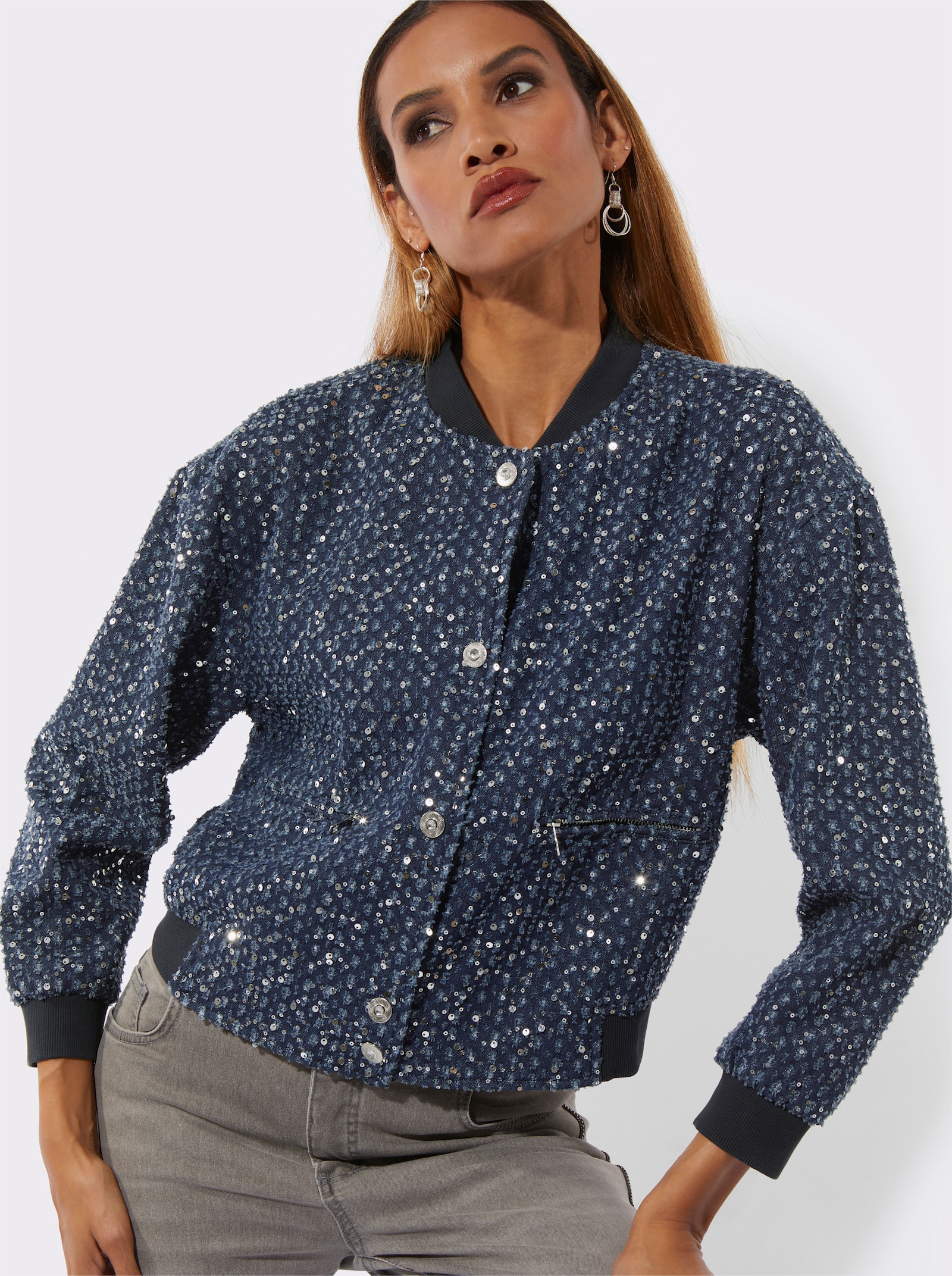 Blouson met glinsterende pailletten - dark-blue