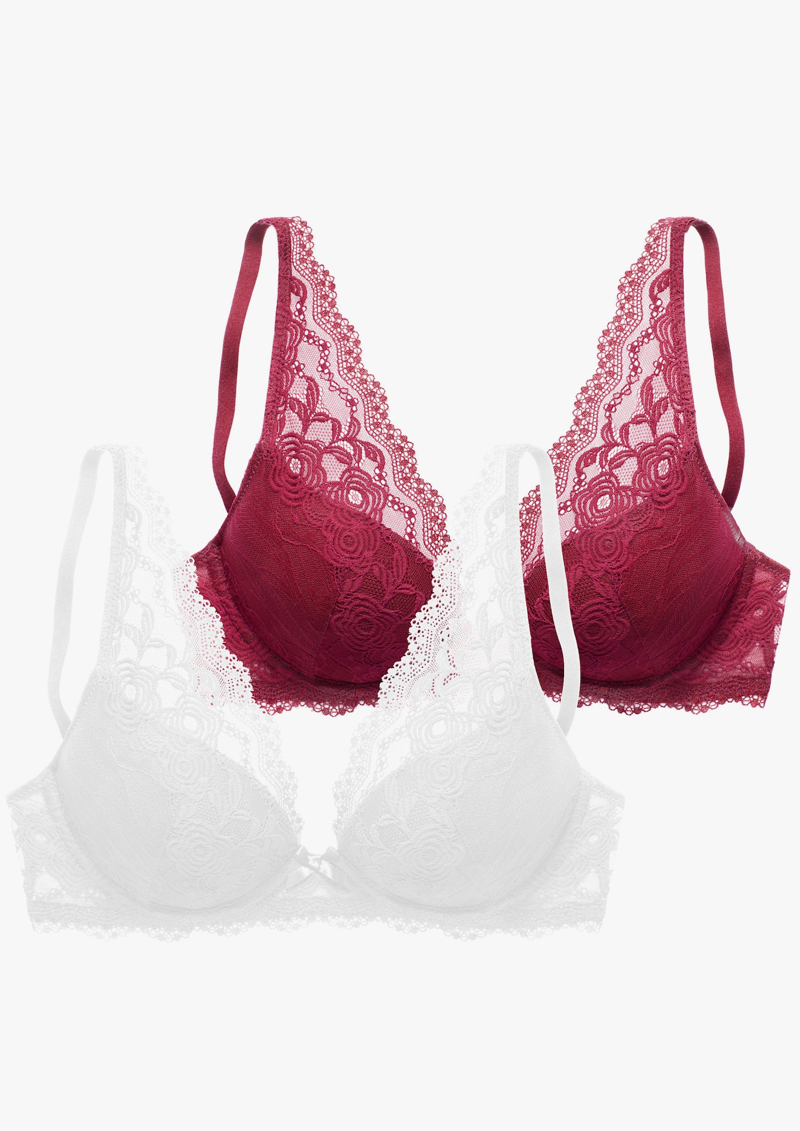 petite fleur Push-up-BH - beere+weiß