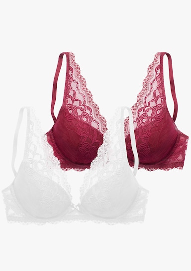 petite fleur Push-up-BH - beere+weiß