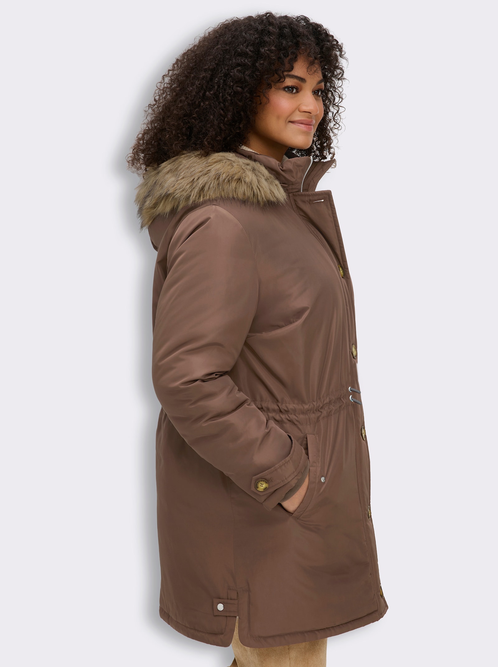 sheego Parka mit gefütterter Kapuze - schoko