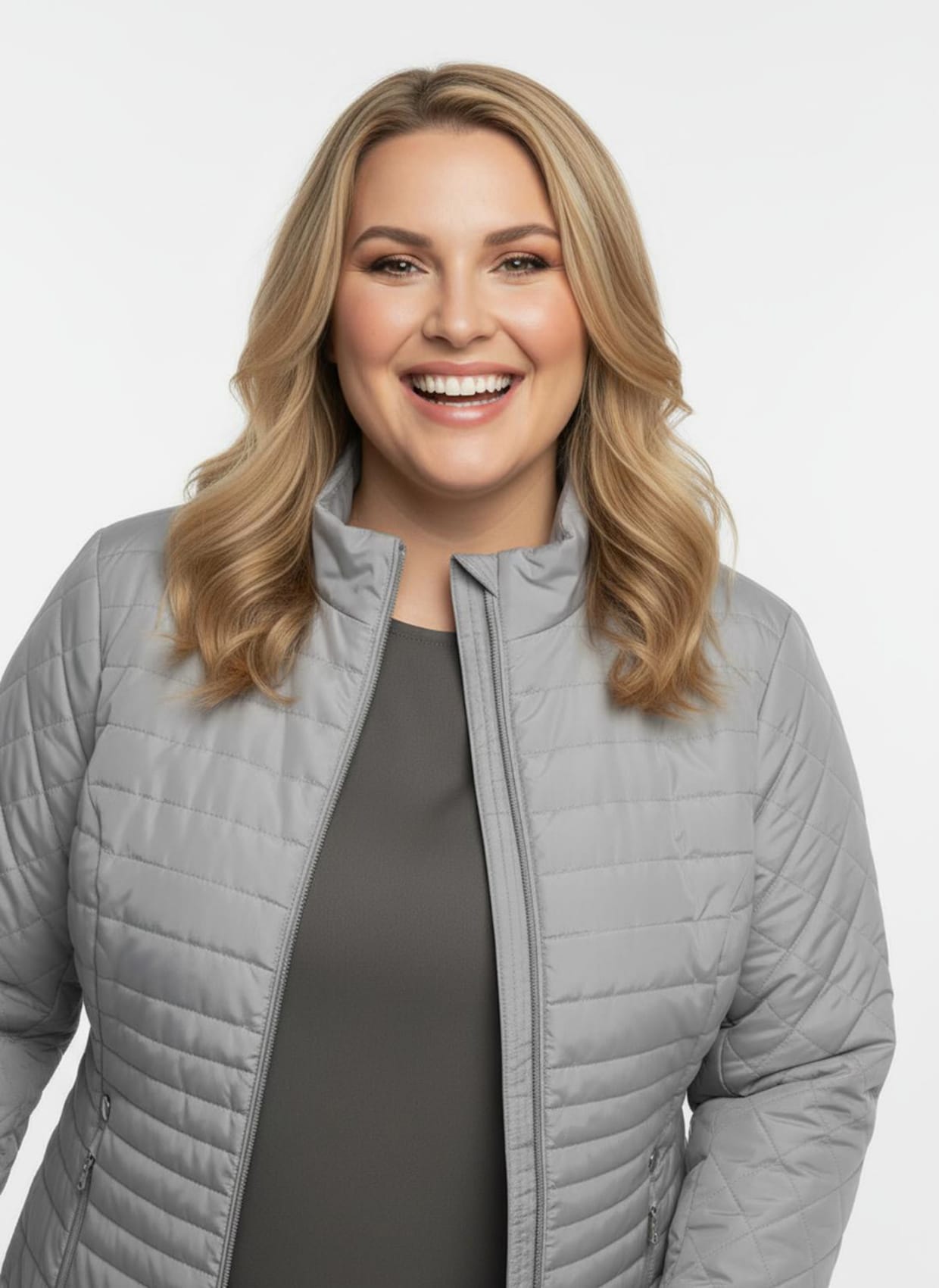 Steppjacke mit leichter Wattierung - hellgrau