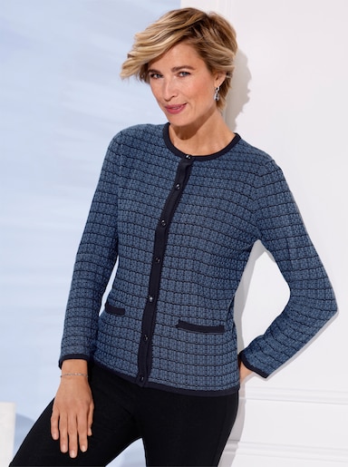 Strickjacke - rauchblau-schwarz-gemustert