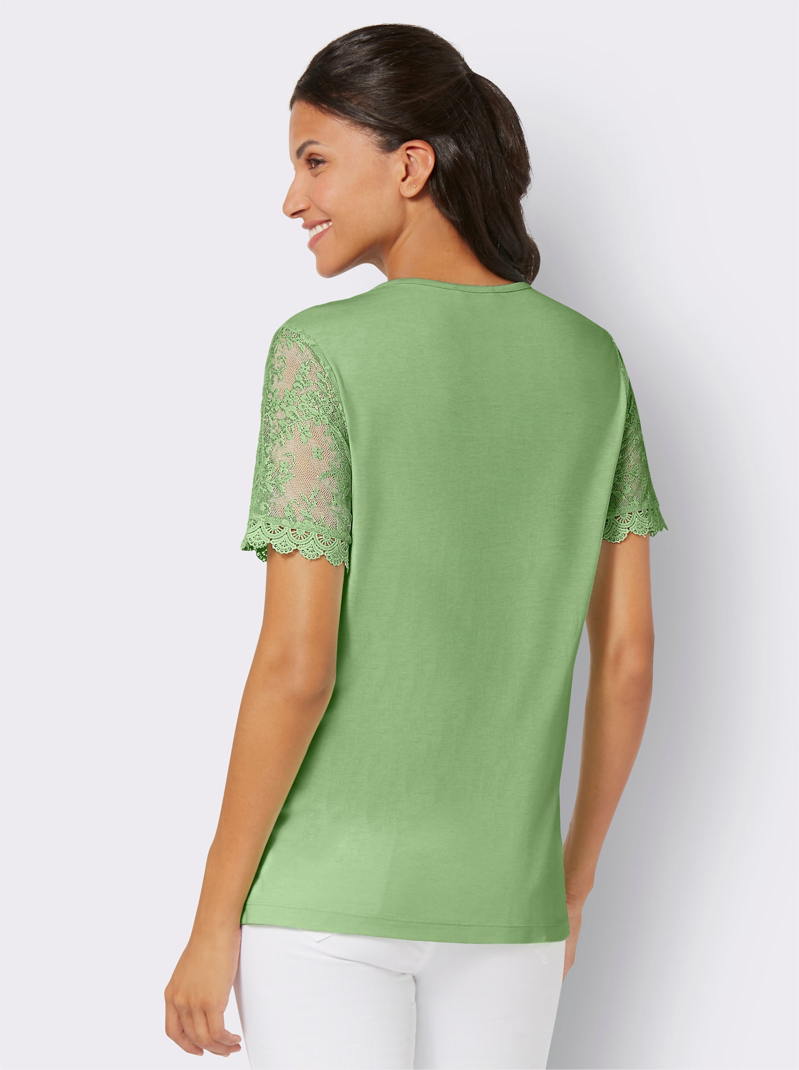 Spitzenshirt aus reiner Viskose - reseda