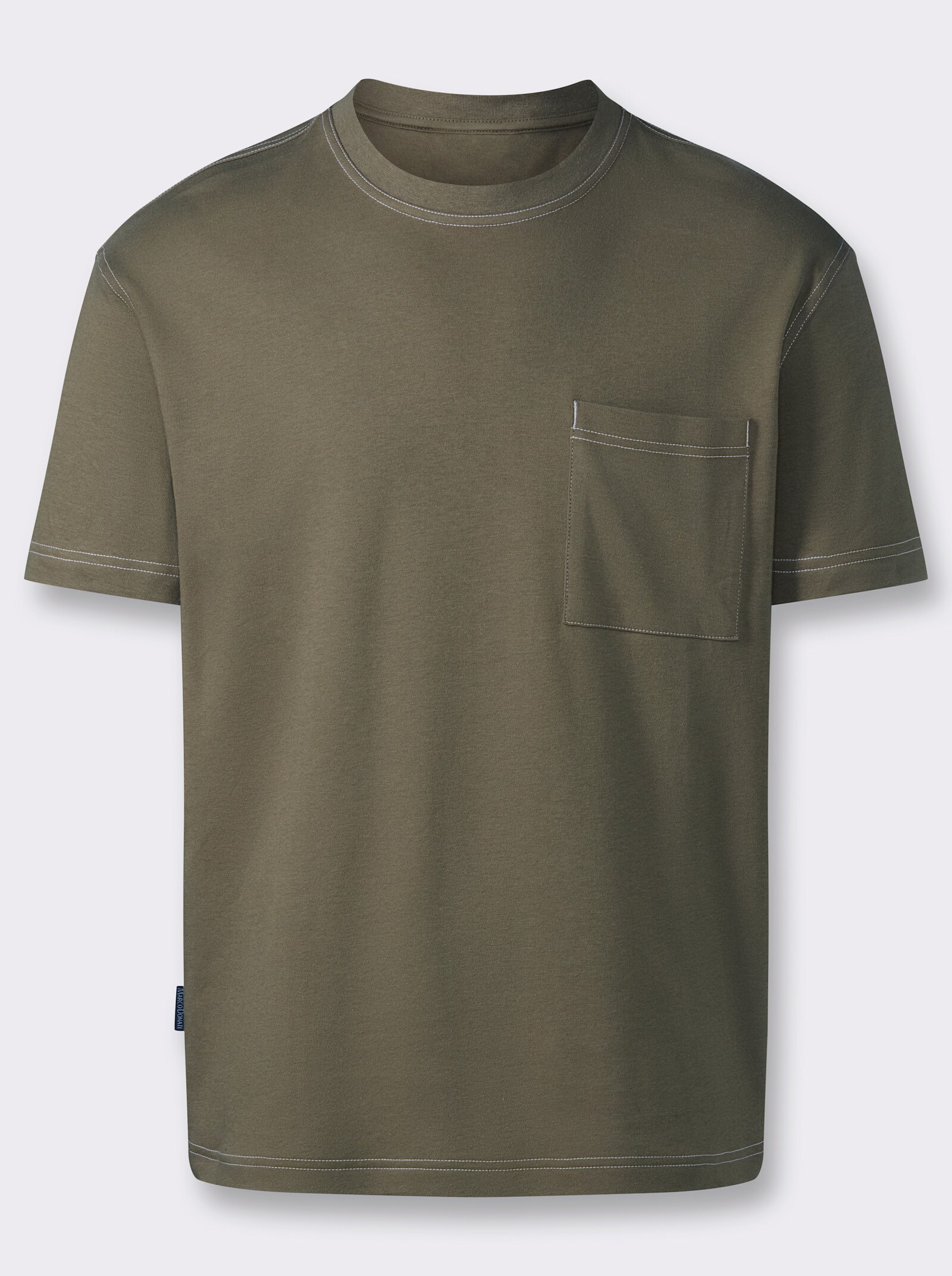 Marco Donati Kurzarmshirt in Interlock-Qualität - khaki