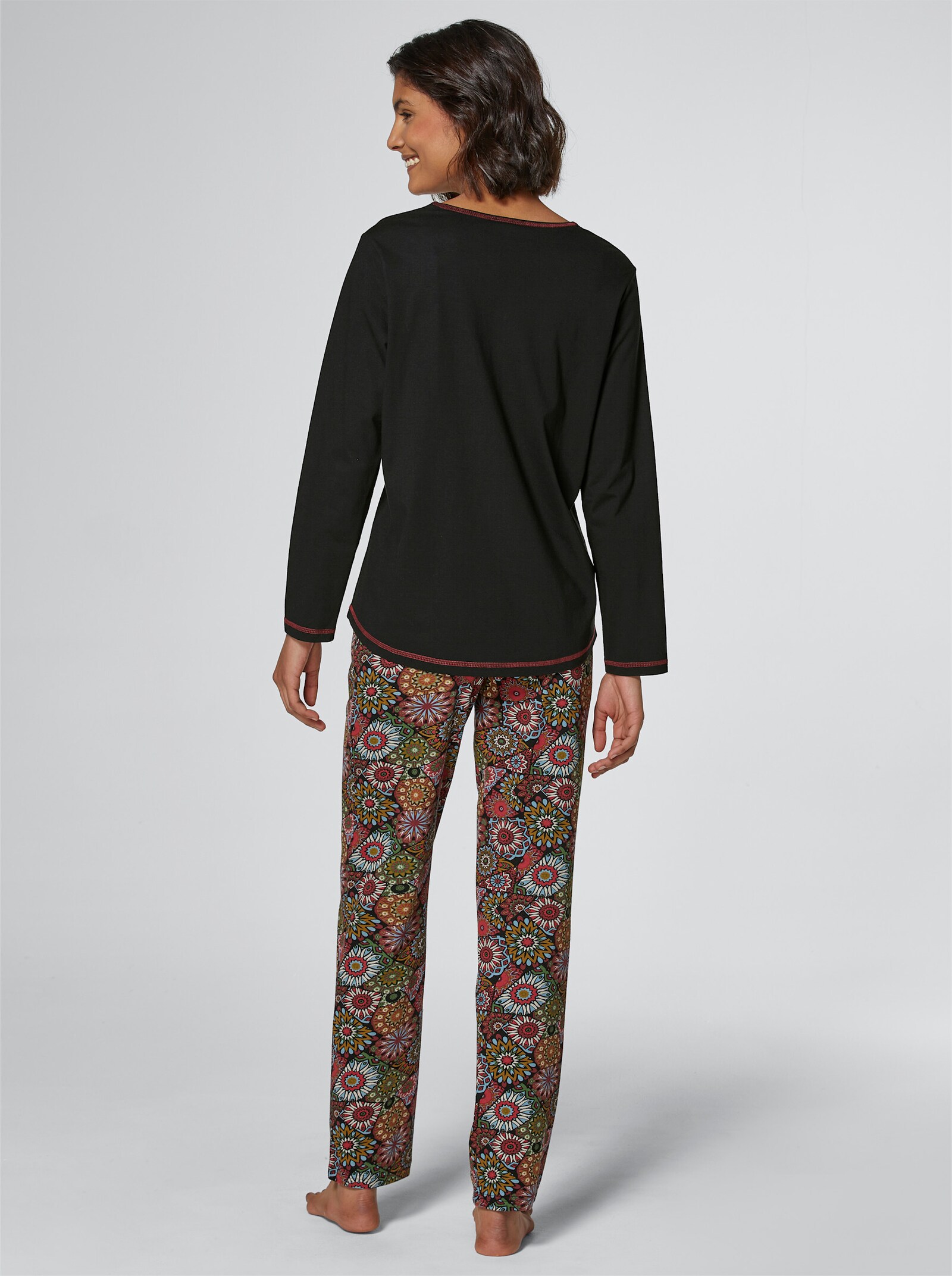 wäschepur Schlafanzug in Modal-Baumwoll-Qualität - schwarz-bedruckt