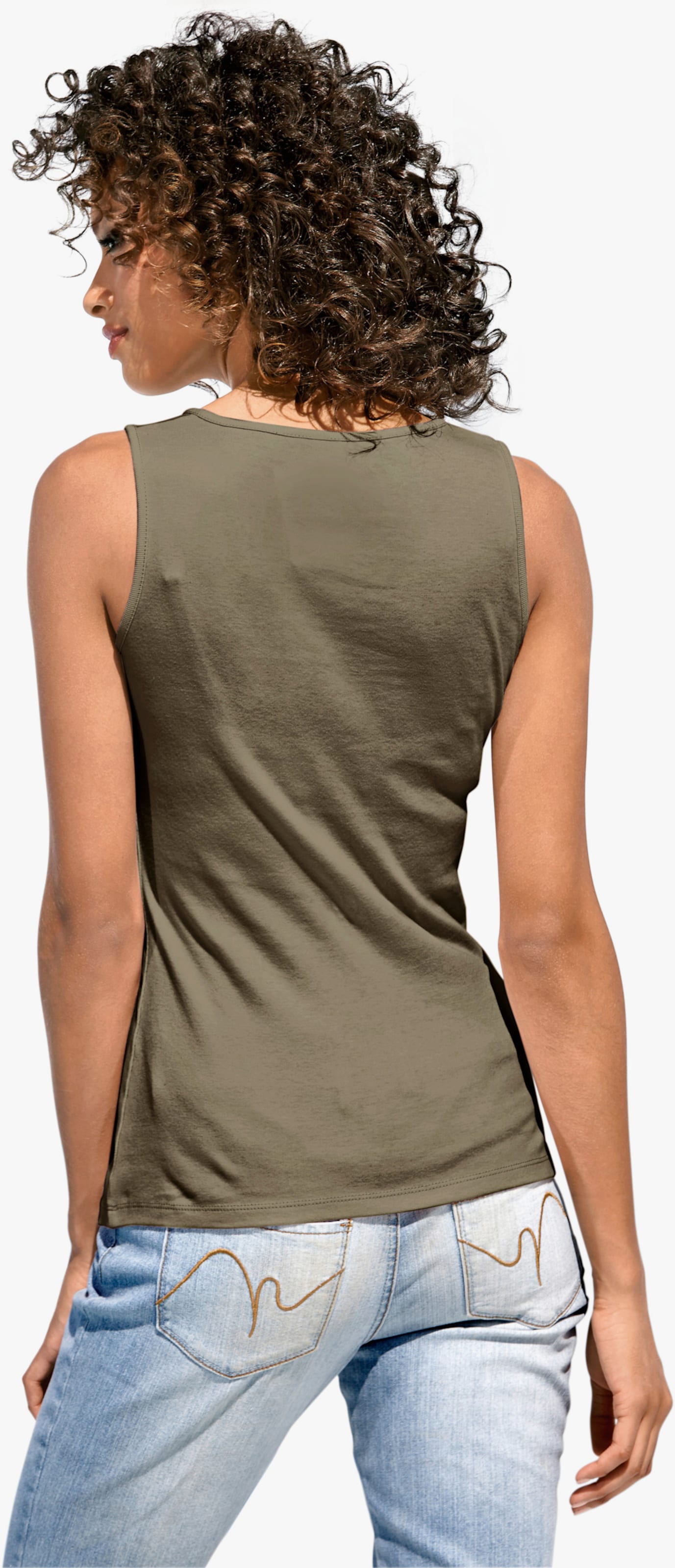 heine Shirttop mit Karree-Ausschnitt - oliv