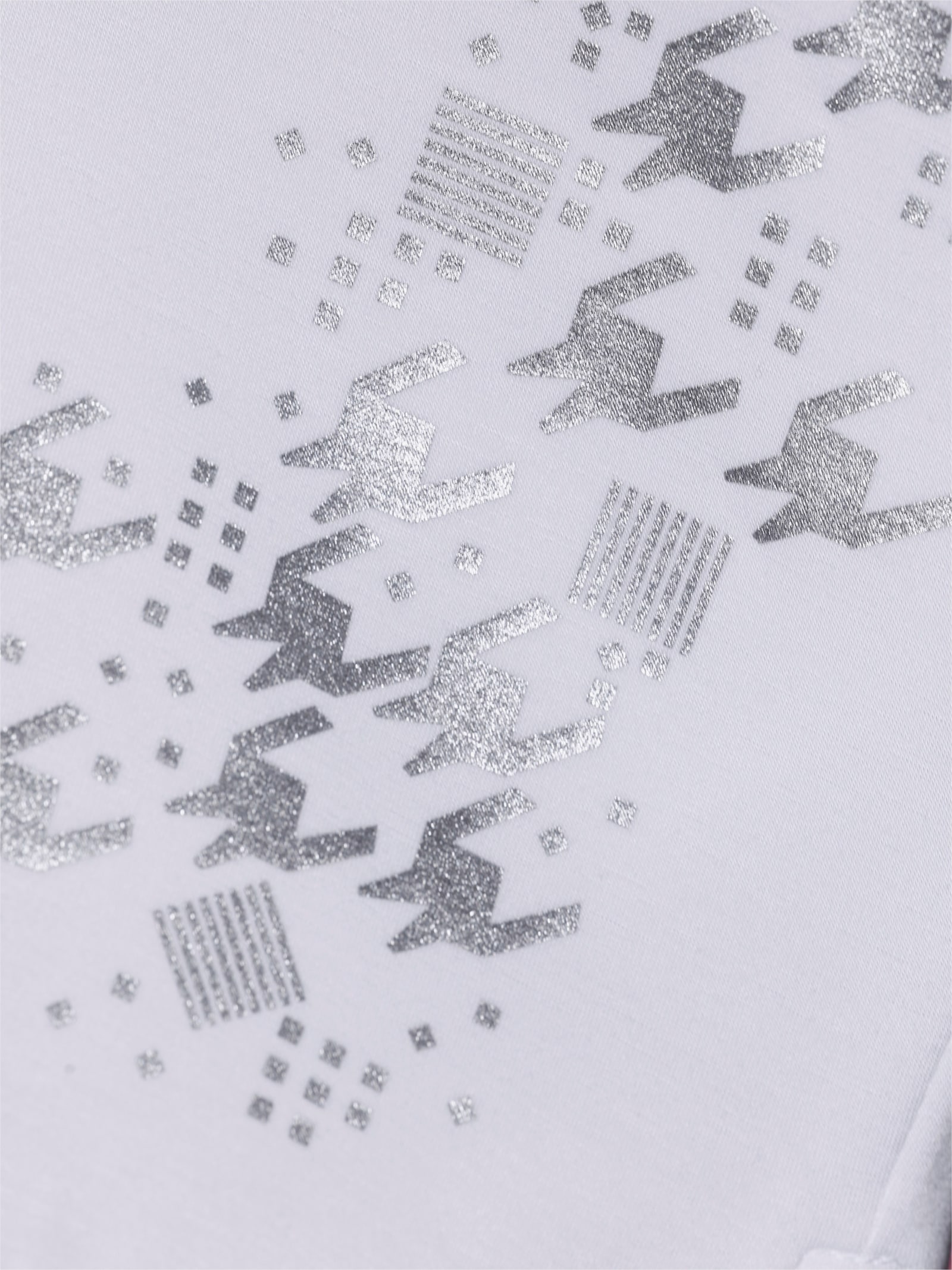 Kapuzensweatshirt mit Netz-Akzenten - weiß-silberfarben-bedruckt