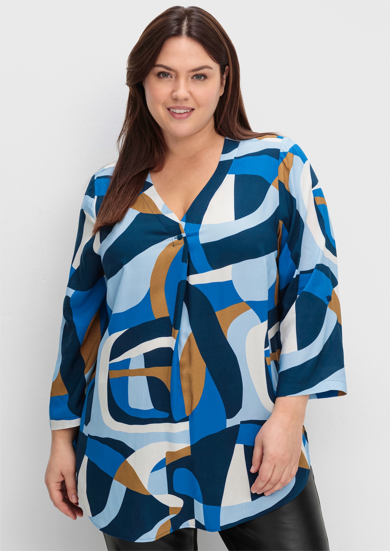 sheego Tuniek - diepblauw gedessineerd
