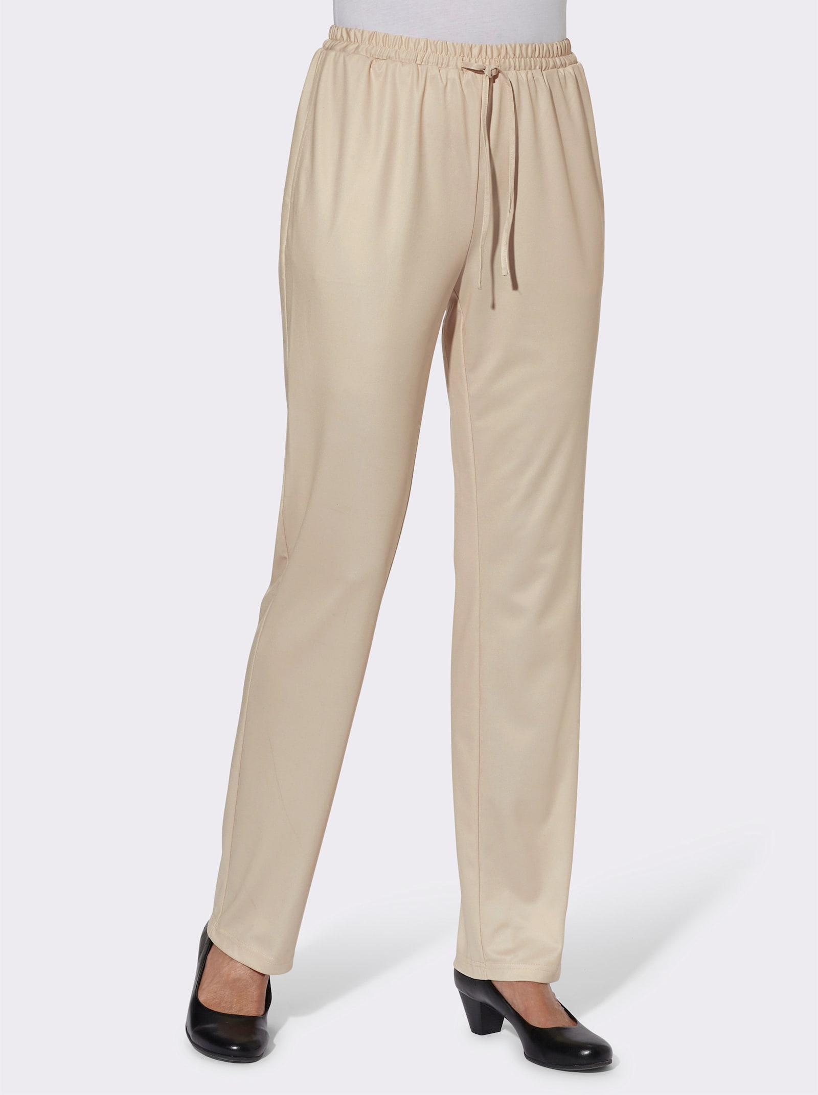Jerseybroek met bindceintuur - zand