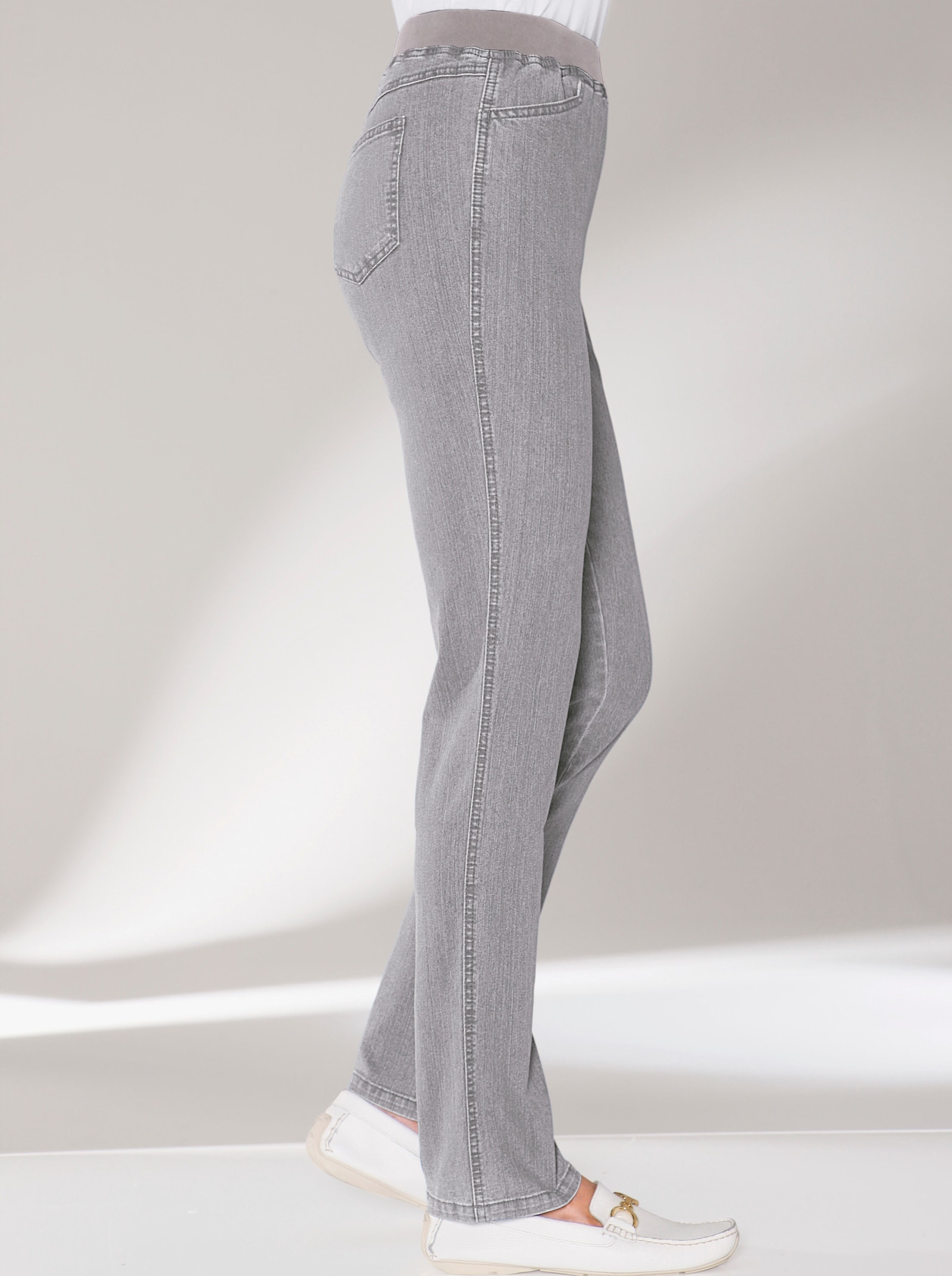 Stretch-Jeans mit Rundum-Dehnbund - grey-denim