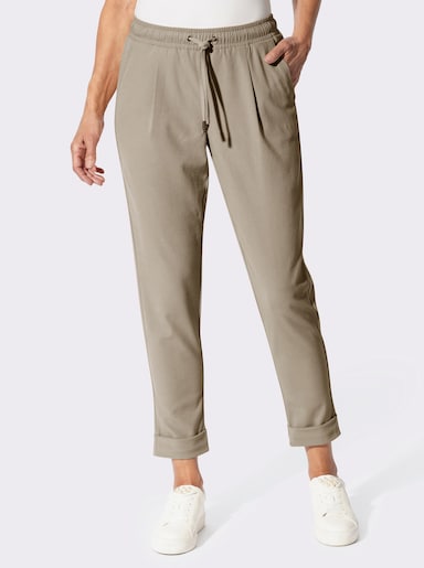 Broek met bandplooien - sesam
