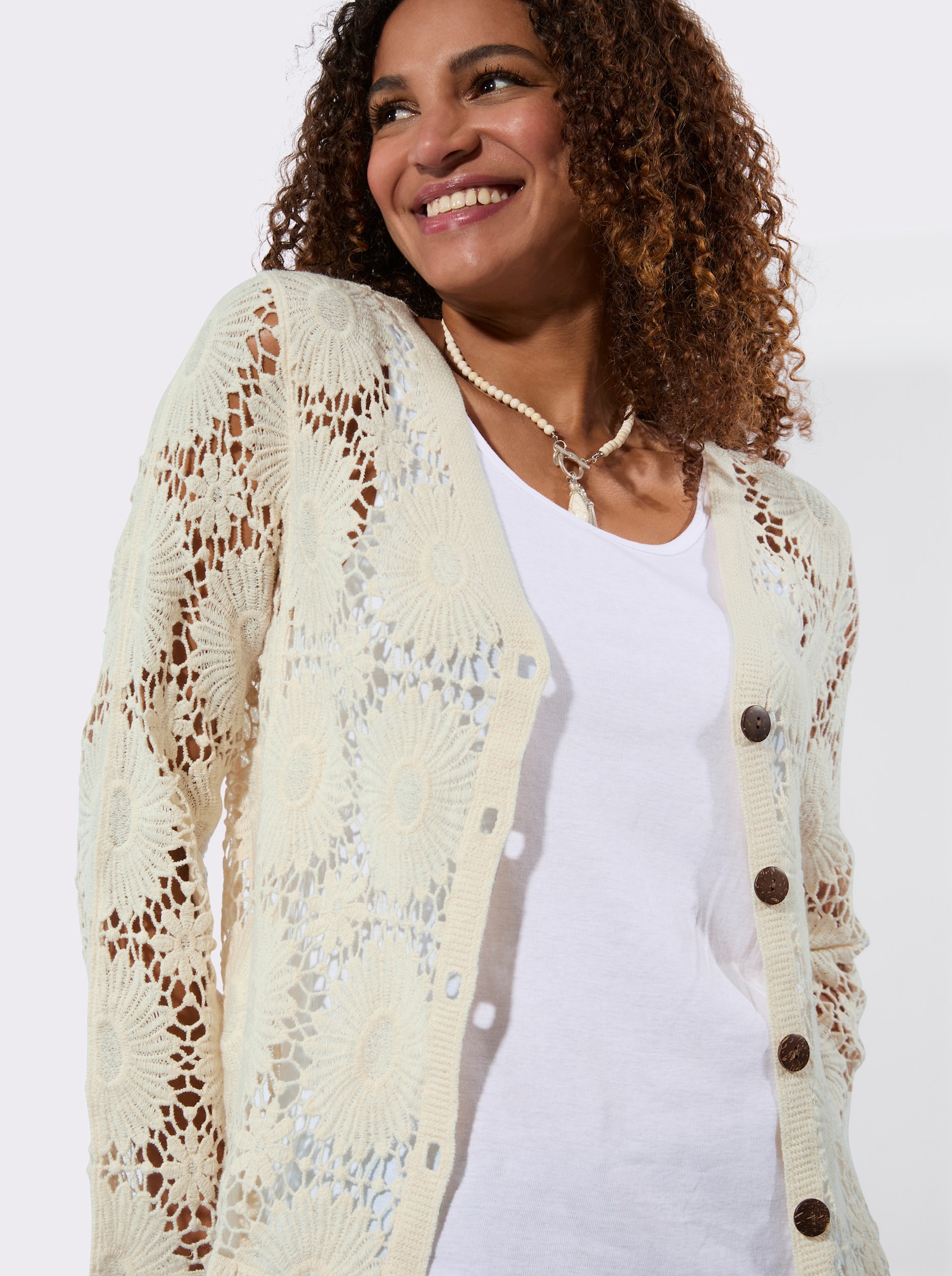 Vest in gehaakte look - champagne