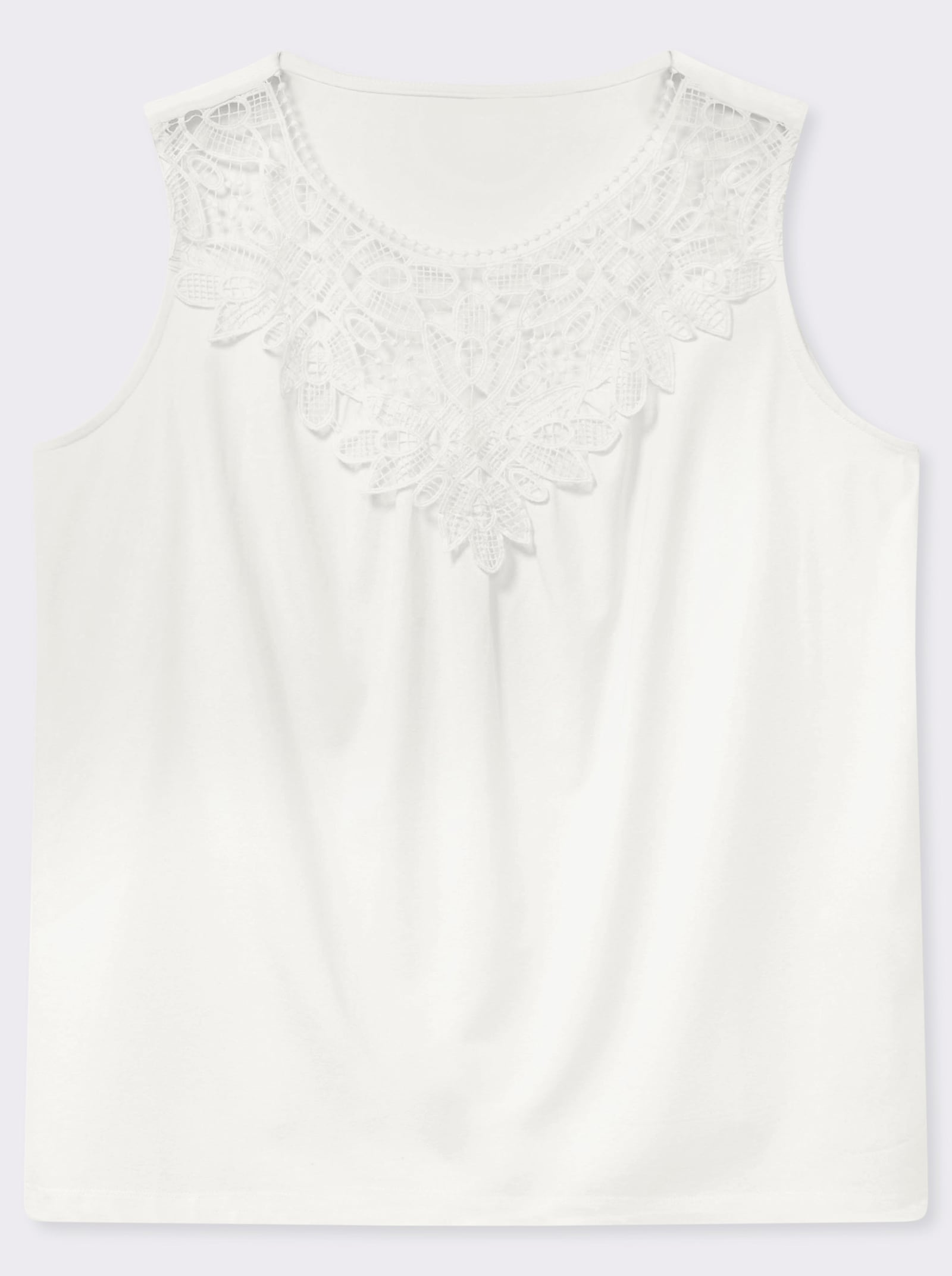 Shirttop mit Spitze am Ausschnitt - ecru