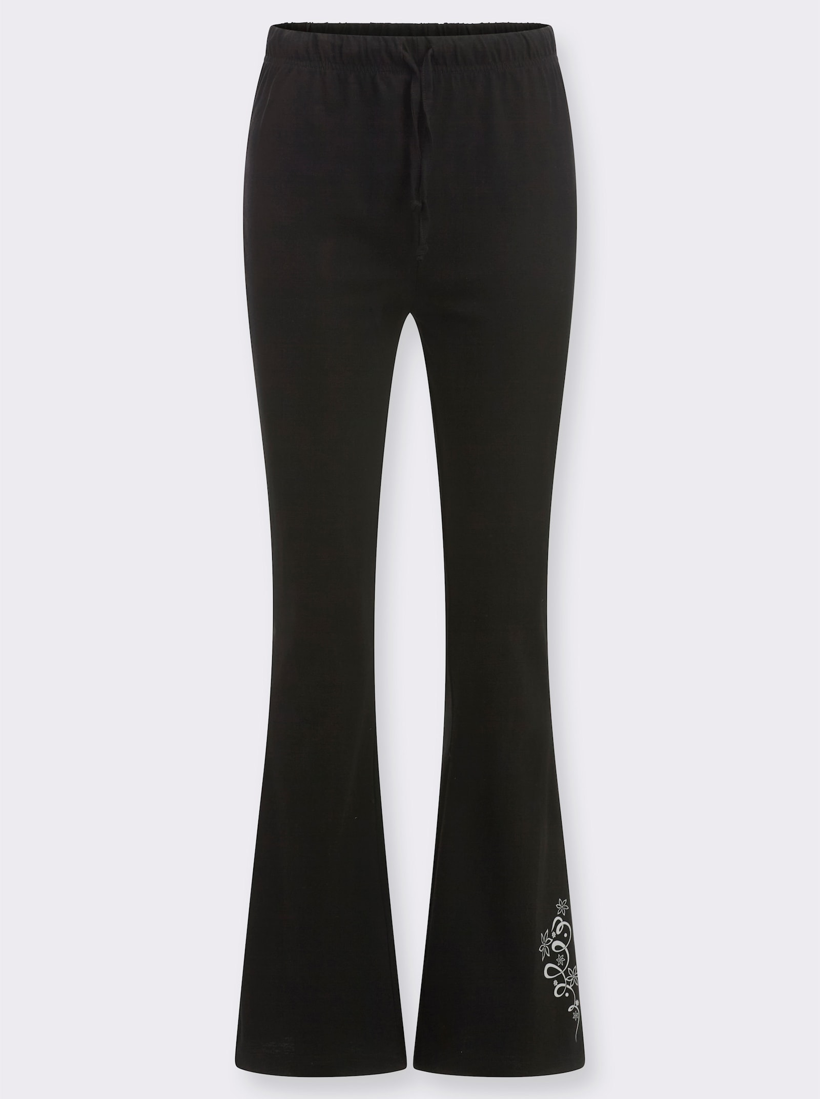 Freizeithose mit platziertem Grafik-Druck - schwarz