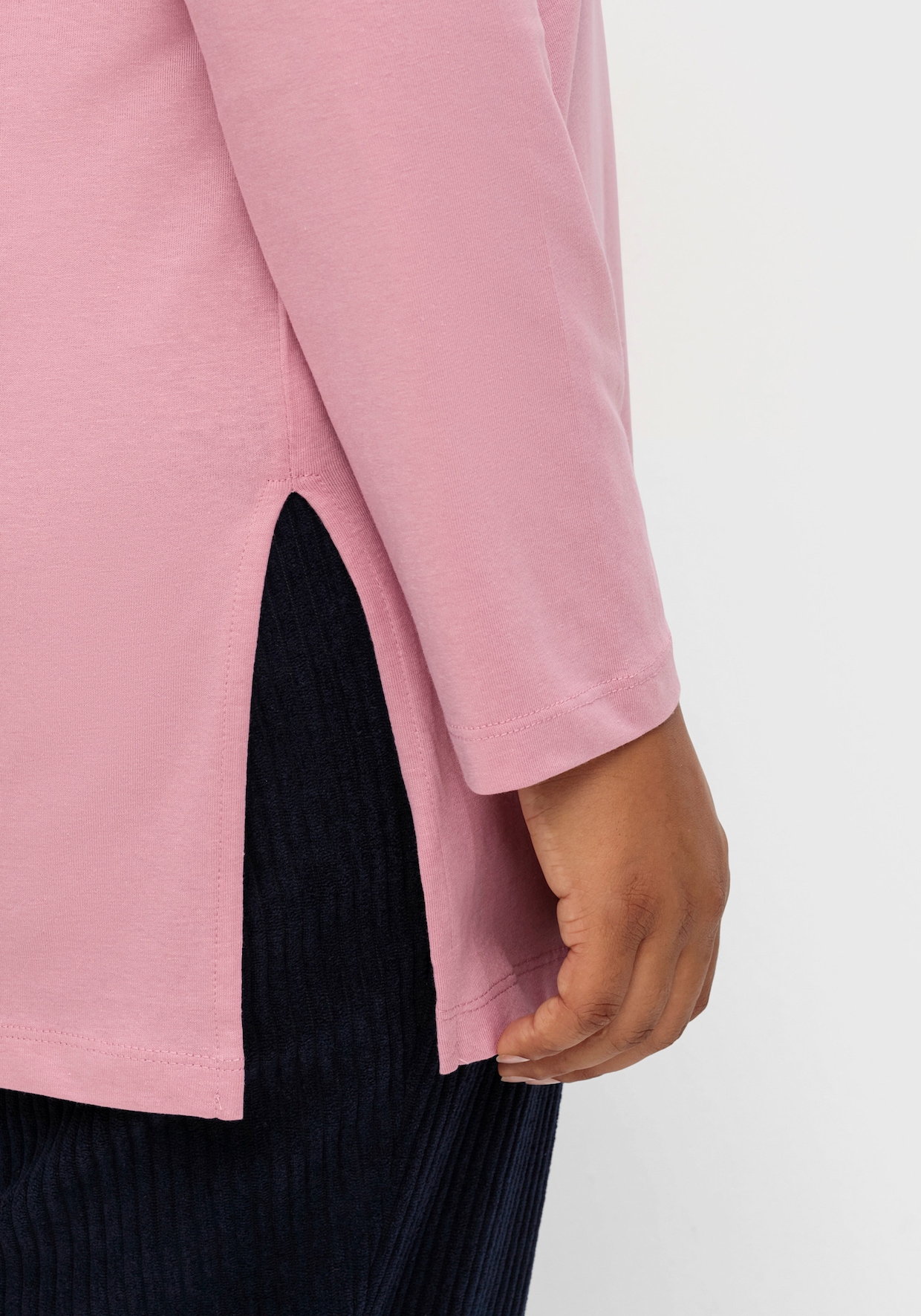 Langarmshirt mit hohen Seitenschlitzen - altrosa