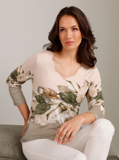 CREATION L PREMIUM Print-Shirt mit platziertem Druck - elfenbein-schlamm-bedruckt