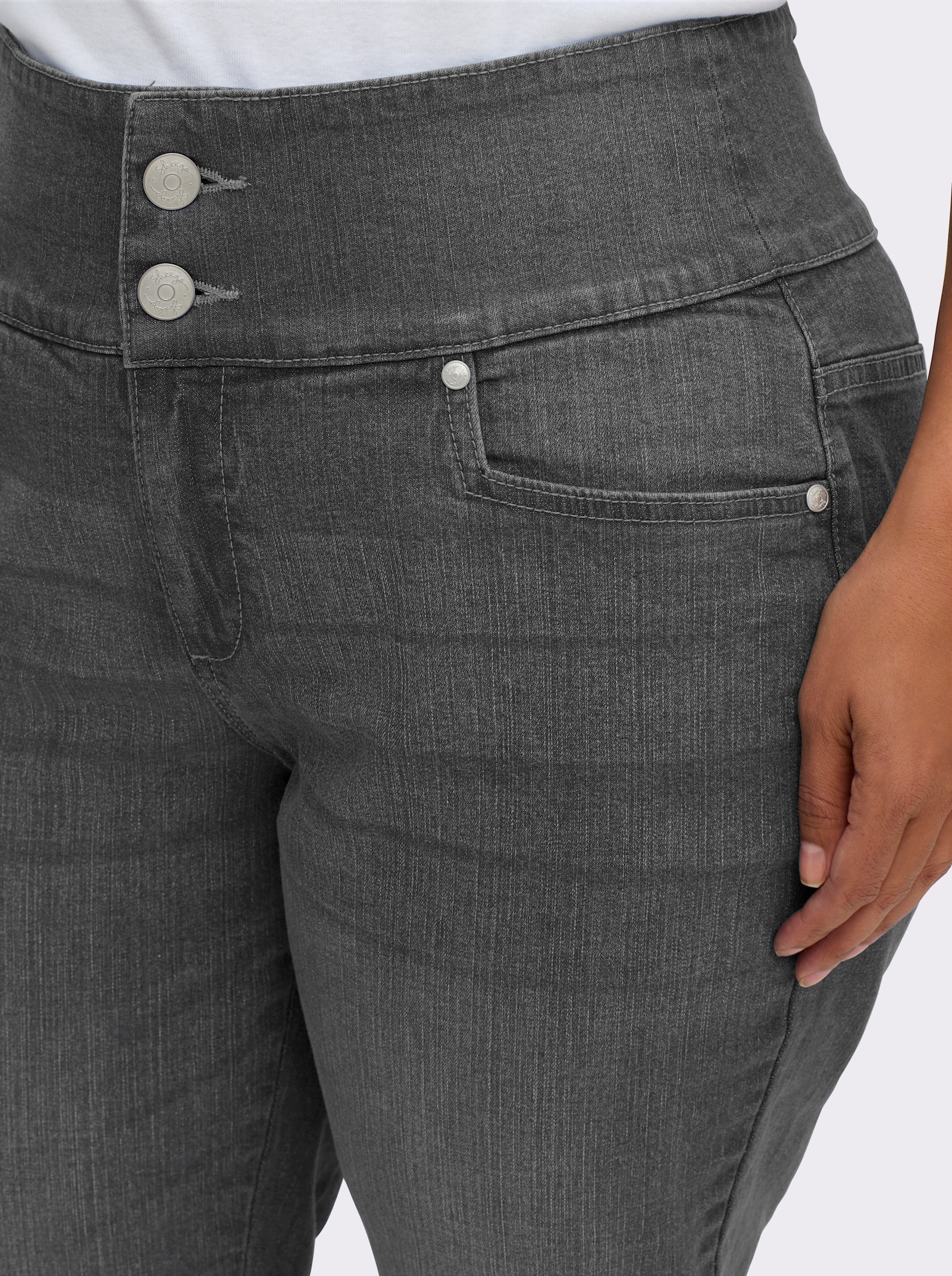 sheego High waist jeans met smalle pijpen - antraciet/grey-denim