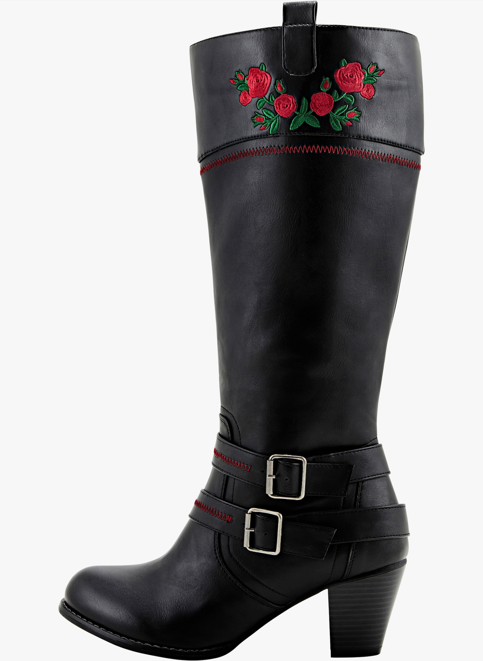 sheego by Joe Browns Cowboystiefel mit Blumenstickerei - schwarz