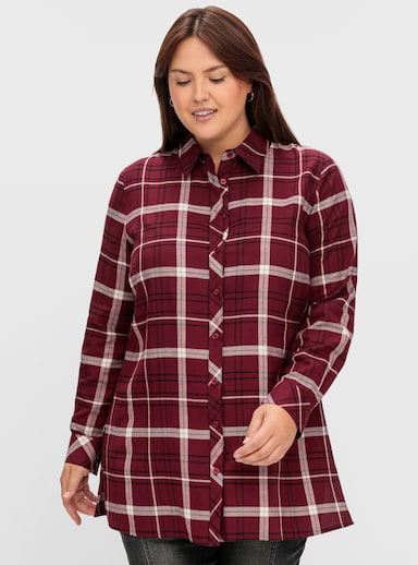 sheego Overhemdblouse met ruitpatroon - wijnrood geruit