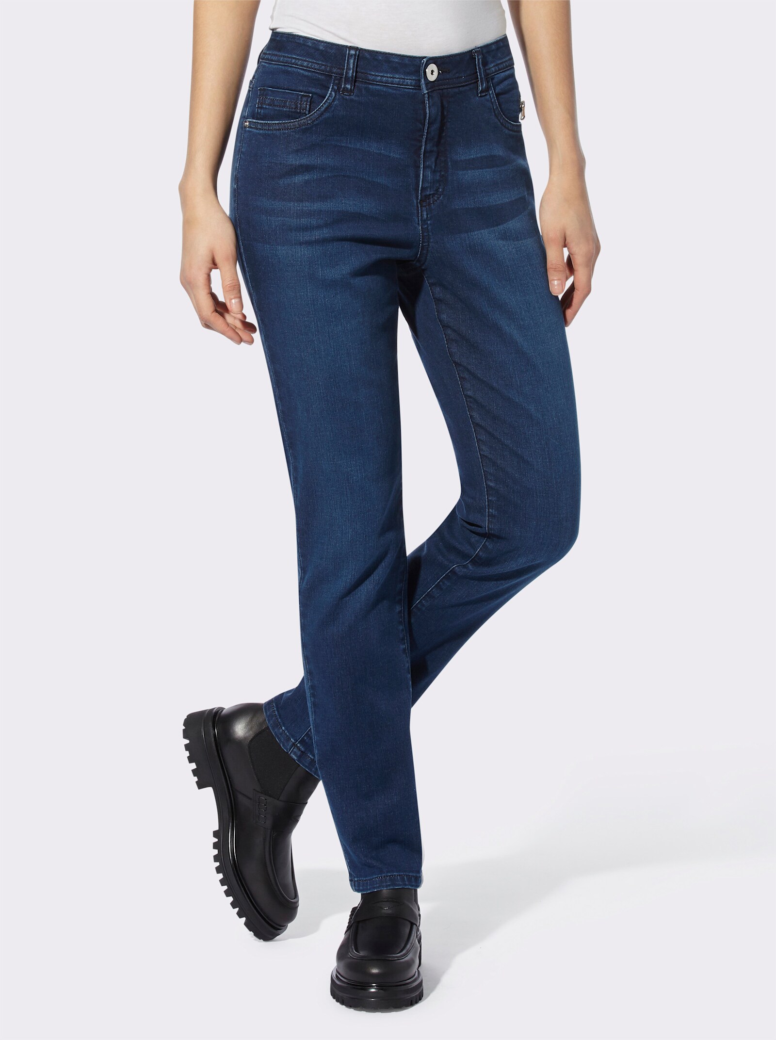 heine 5-Pocket-Jeans mit Zier-Reißverschluss - dark blue