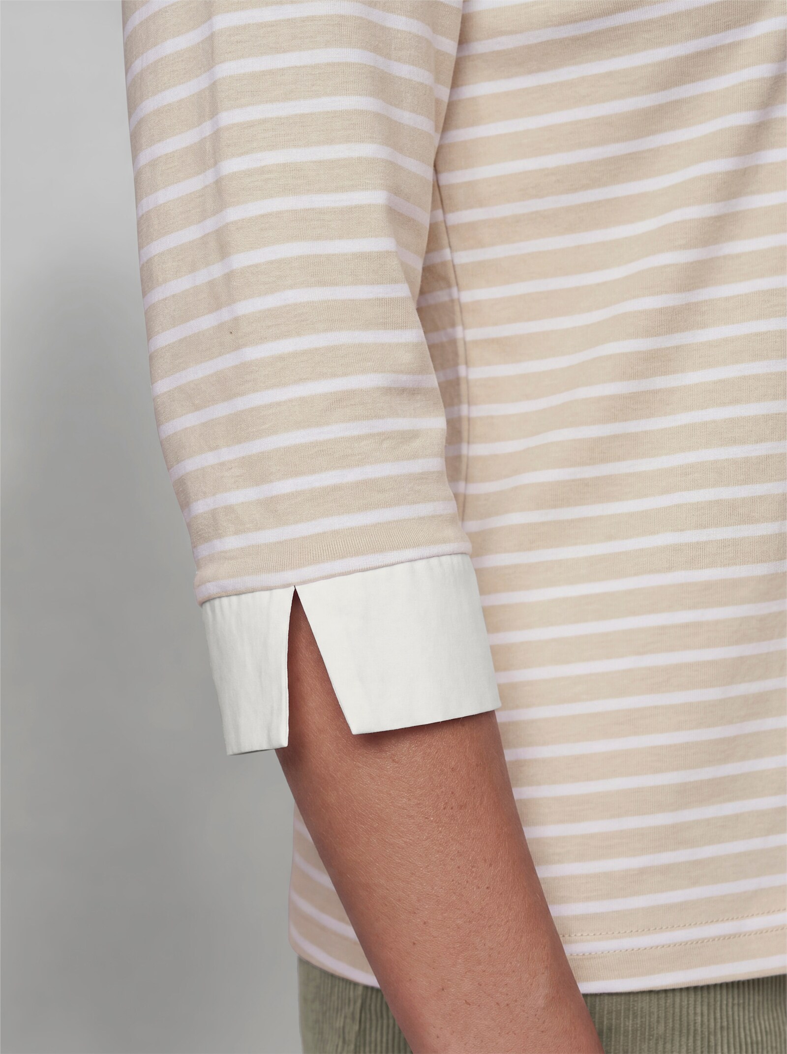 heine Poloshirt in 2-in-1-Optik - sand-weiß-geringelt