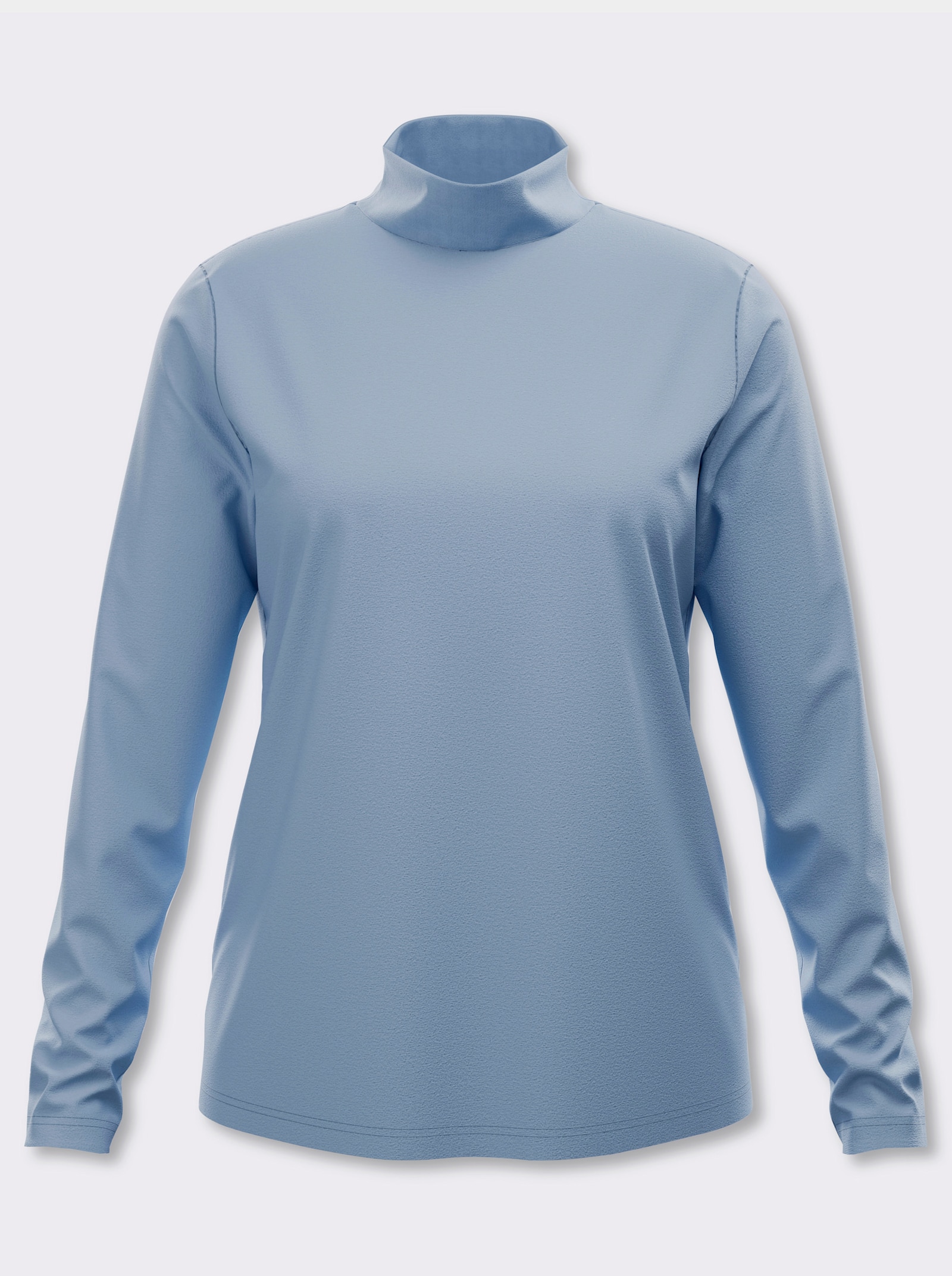 Stehkragenshirt aus reiner Baumwolle - bleu