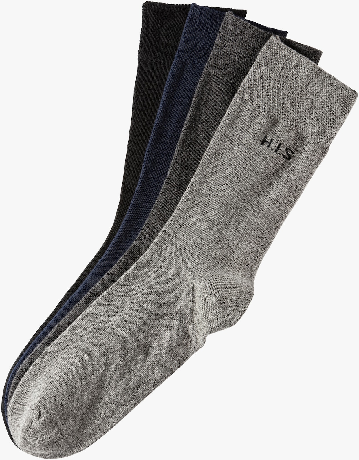 H.I.S Socken - 1x schwarz, 1x marine, 1x anthrazit-meliert, 1x grau-meliert