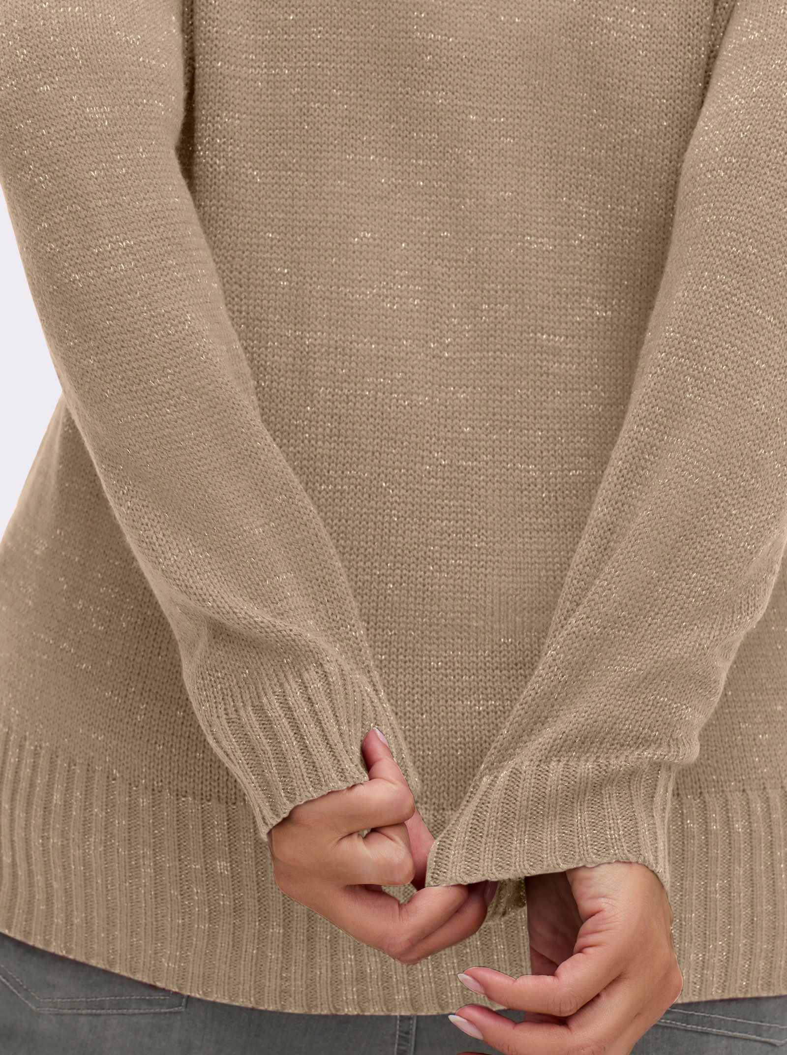 2-in-1-Pullover mit Schalkragen-Optik - goldfarben-meliert